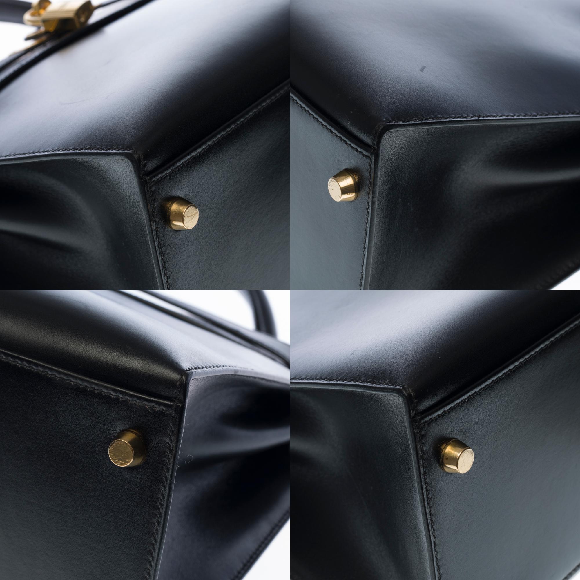 Hermès Kelly 32 handbag with strap in black box calfskin leather, GHW 4