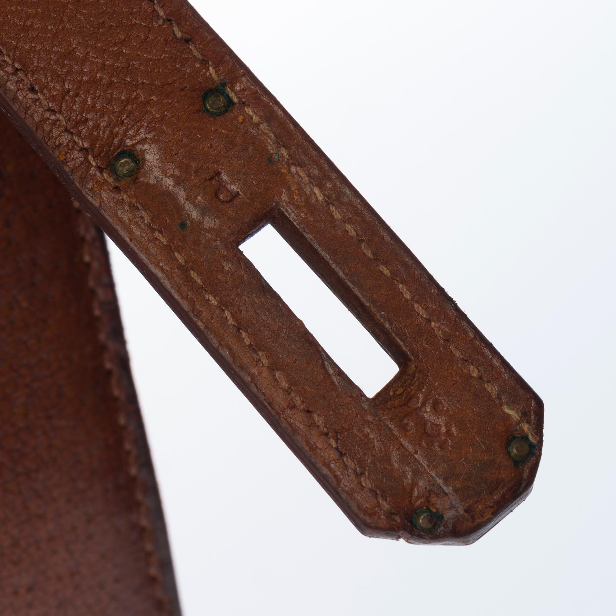 Hermès Kelly 32 handbag with strap in Brown Pecari leather, GHW 2