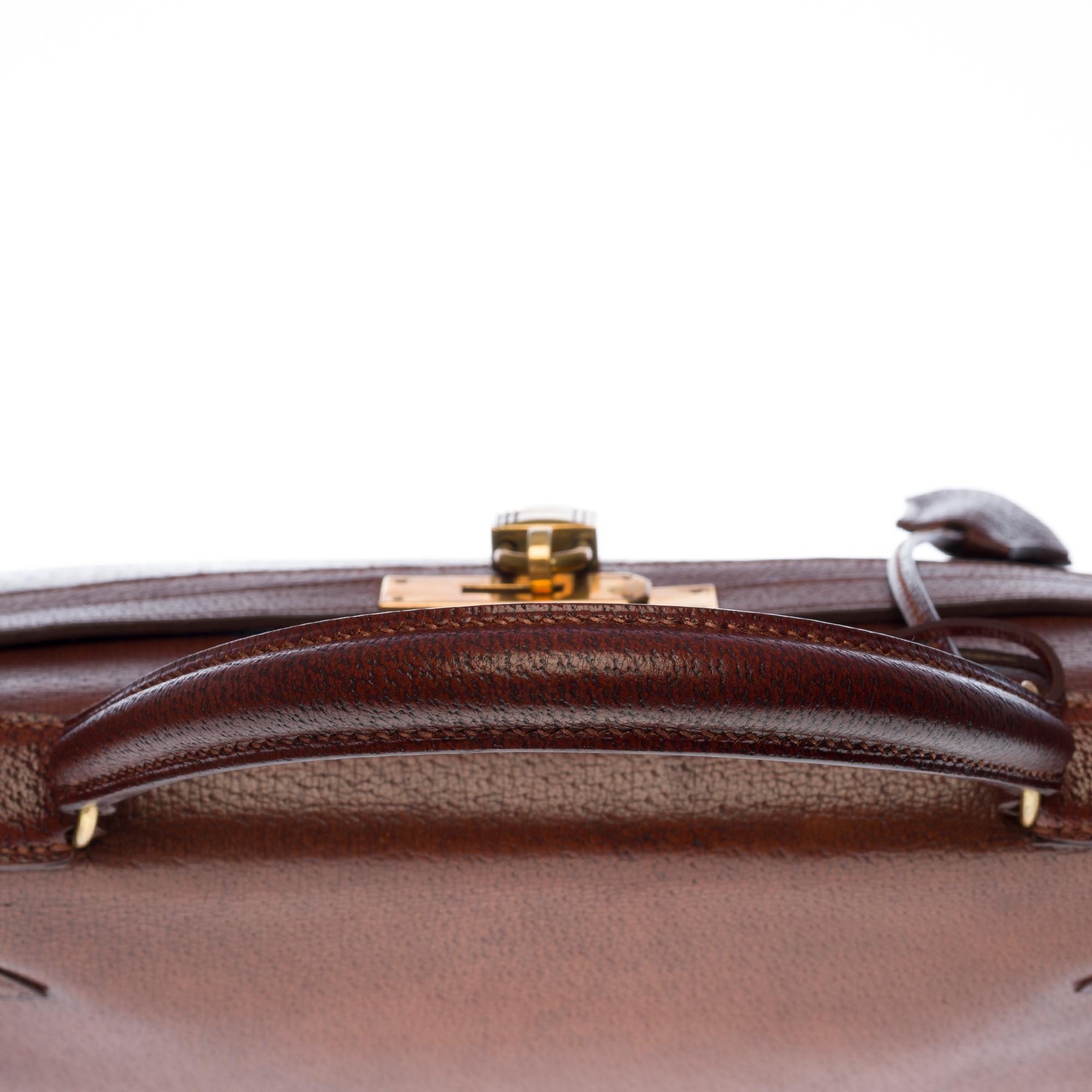 Hermès Kelly 32 handbag with strap in Brown Pecari leather, GHW 4