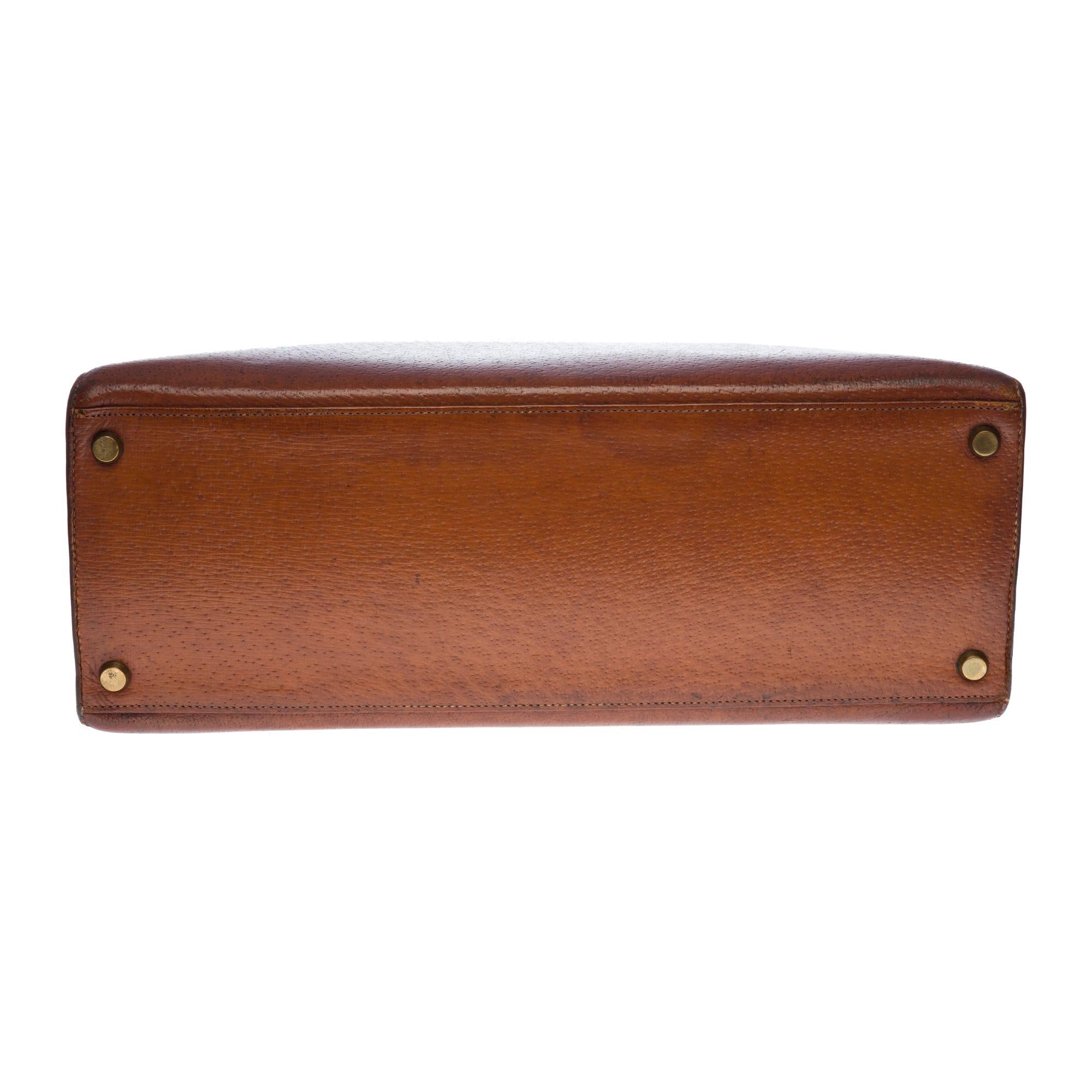 Hermès Kelly 32 handbag with strap in Brown Pecari leather, GHW 5