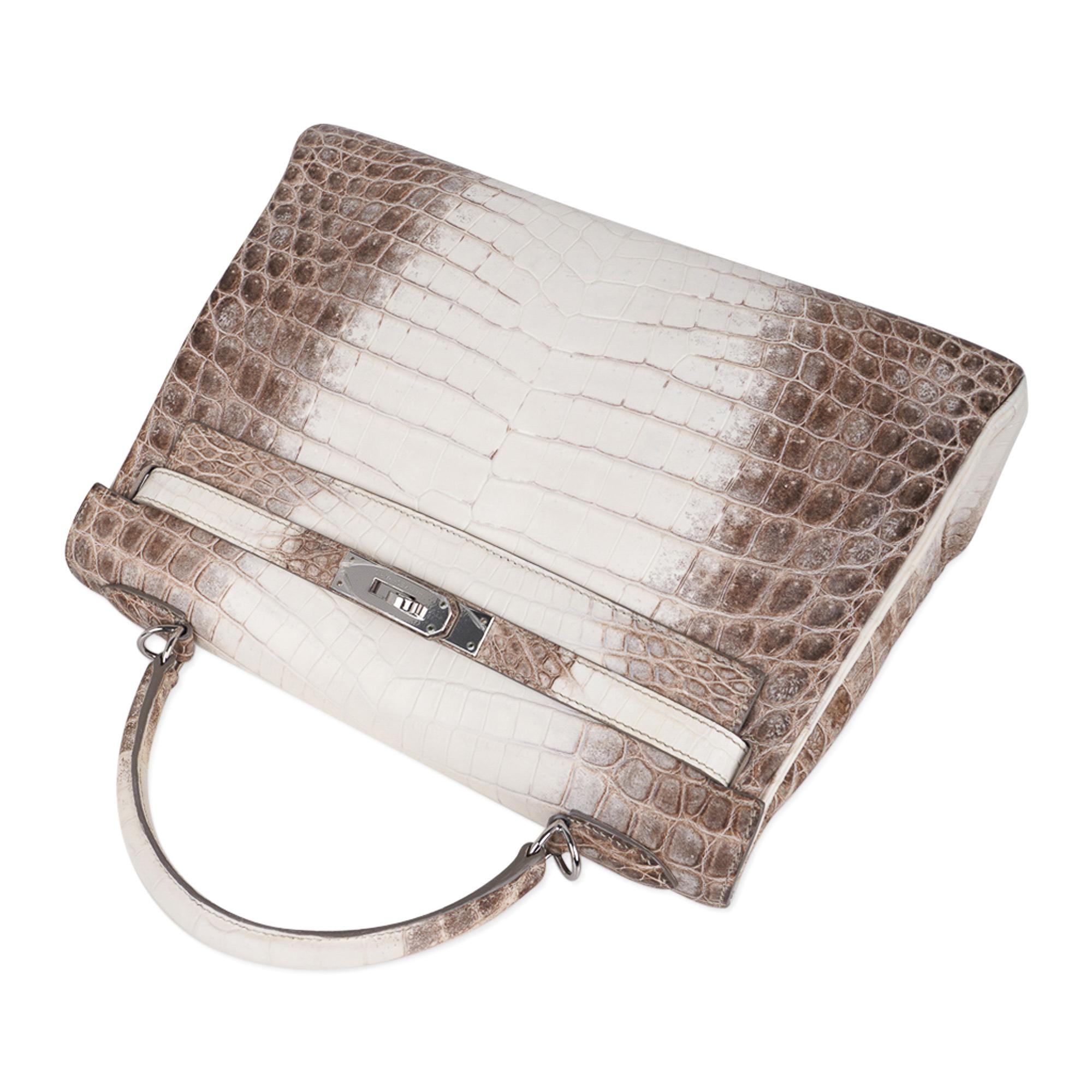 Hermes Kelly 32 Himalaya Crocodile Palladium Hardware Edizione Limitata Rara 1