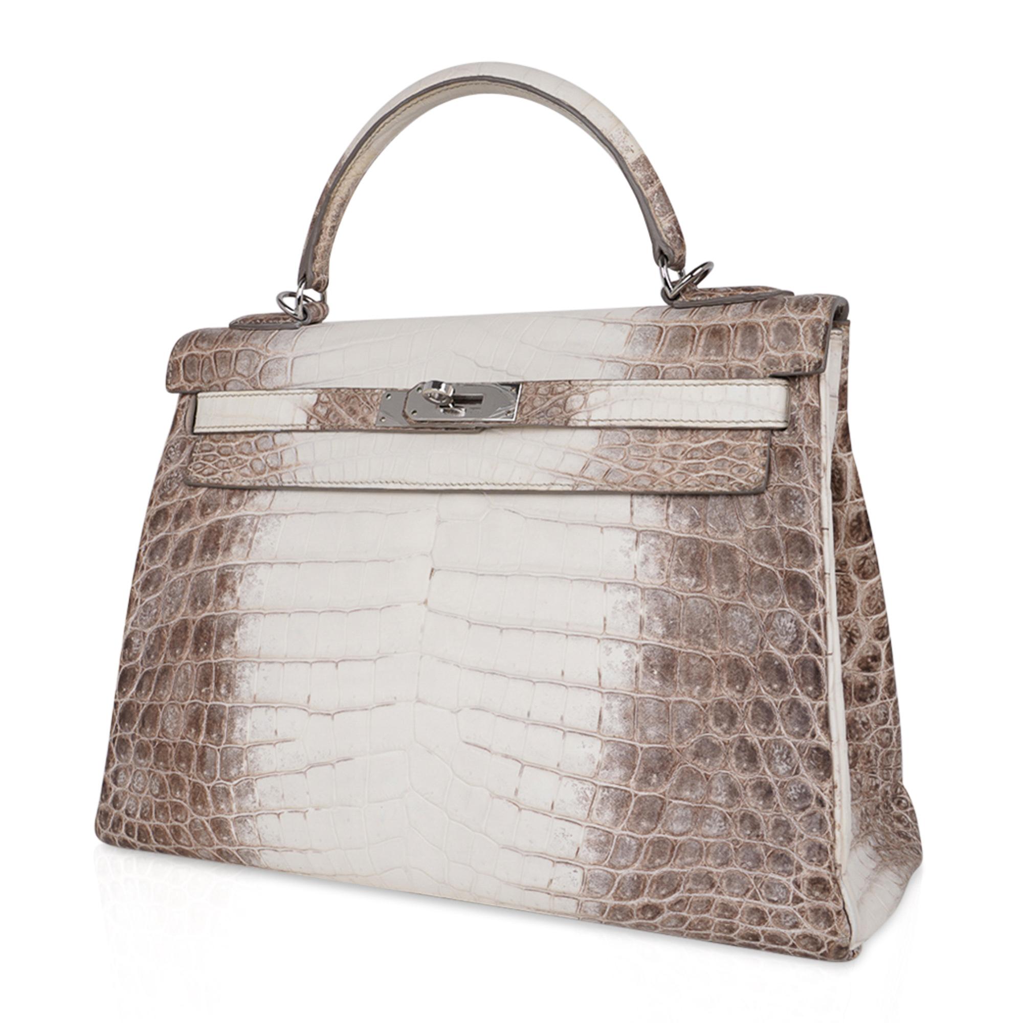 Hermes Kelly 32 Himalaya Crocodile Palladium Hardware Édition Limitée Rare Excellent état - En vente à Miami, FL