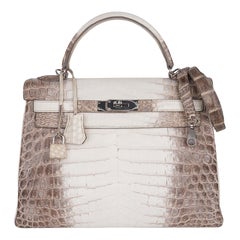 Hermes Kelly 32 Himalaya Crocodile Palladium Hardware Limited Edition Rare