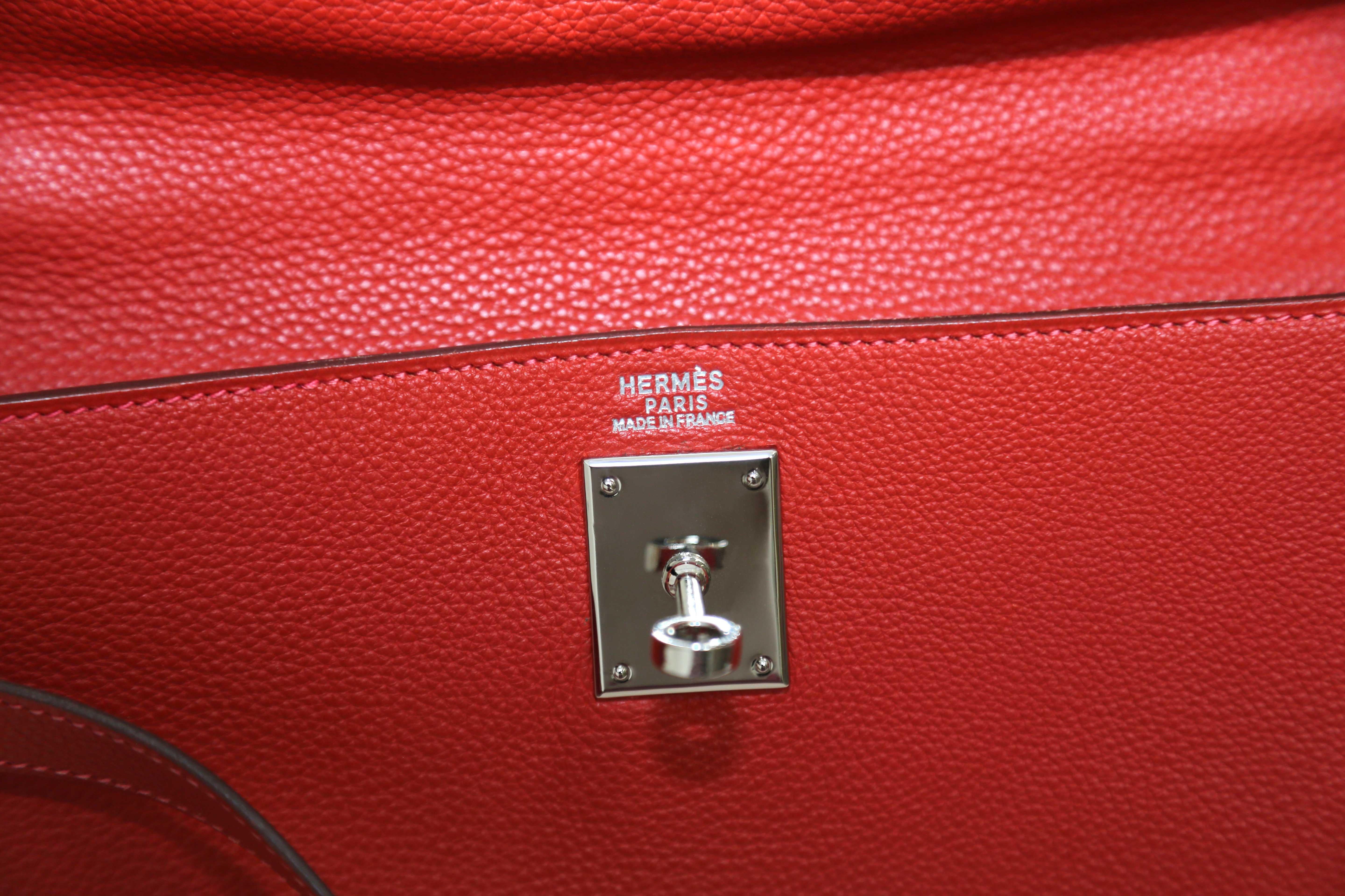 Hermès Kelly 32 in Vermillion Red For Sale 2
