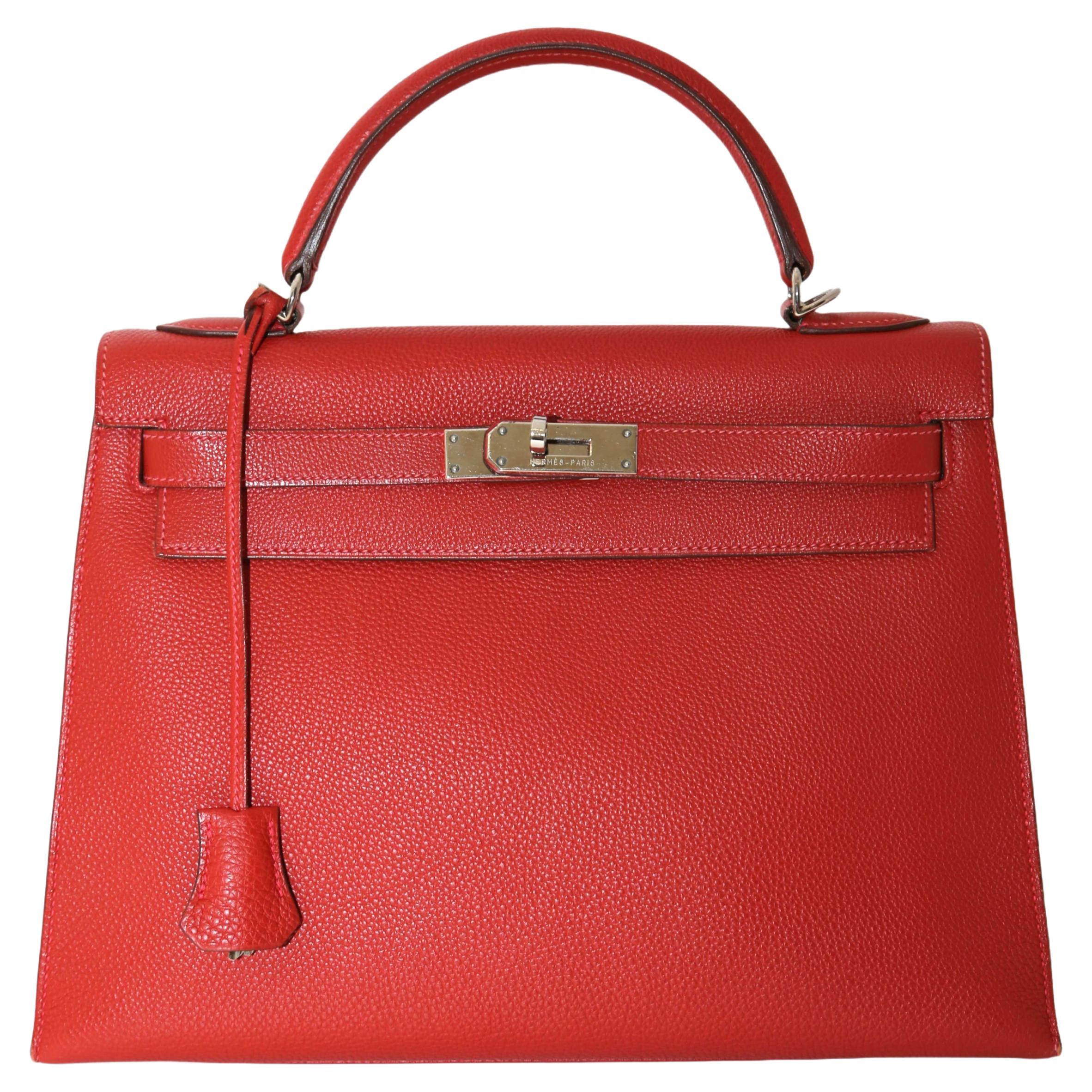 Hermès Kelly 32 in Vermillion Red For Sale