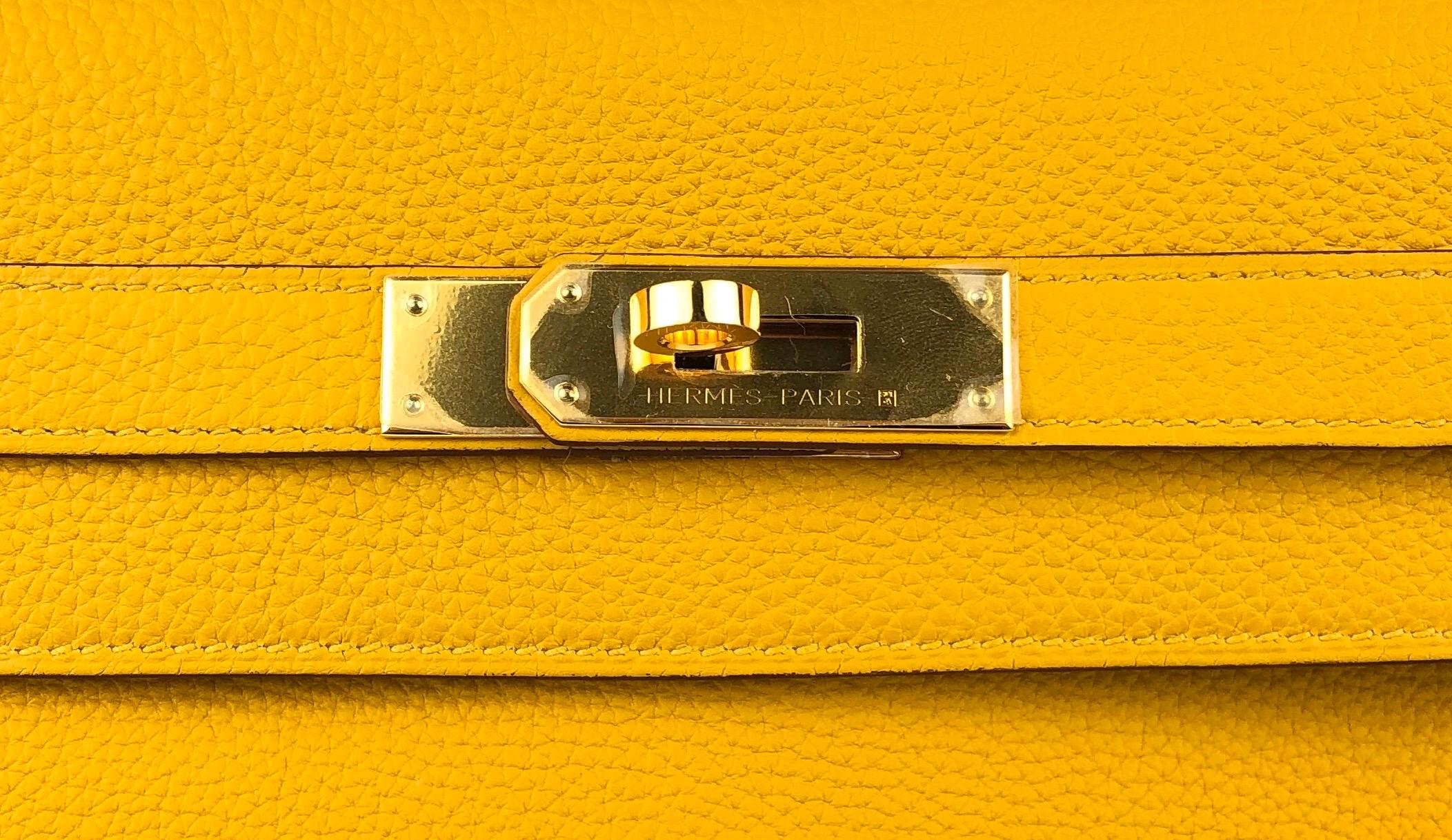 Orange Hermes Kelly 32 Jaune Ambre Yellow Togo Gold Hardware 2018