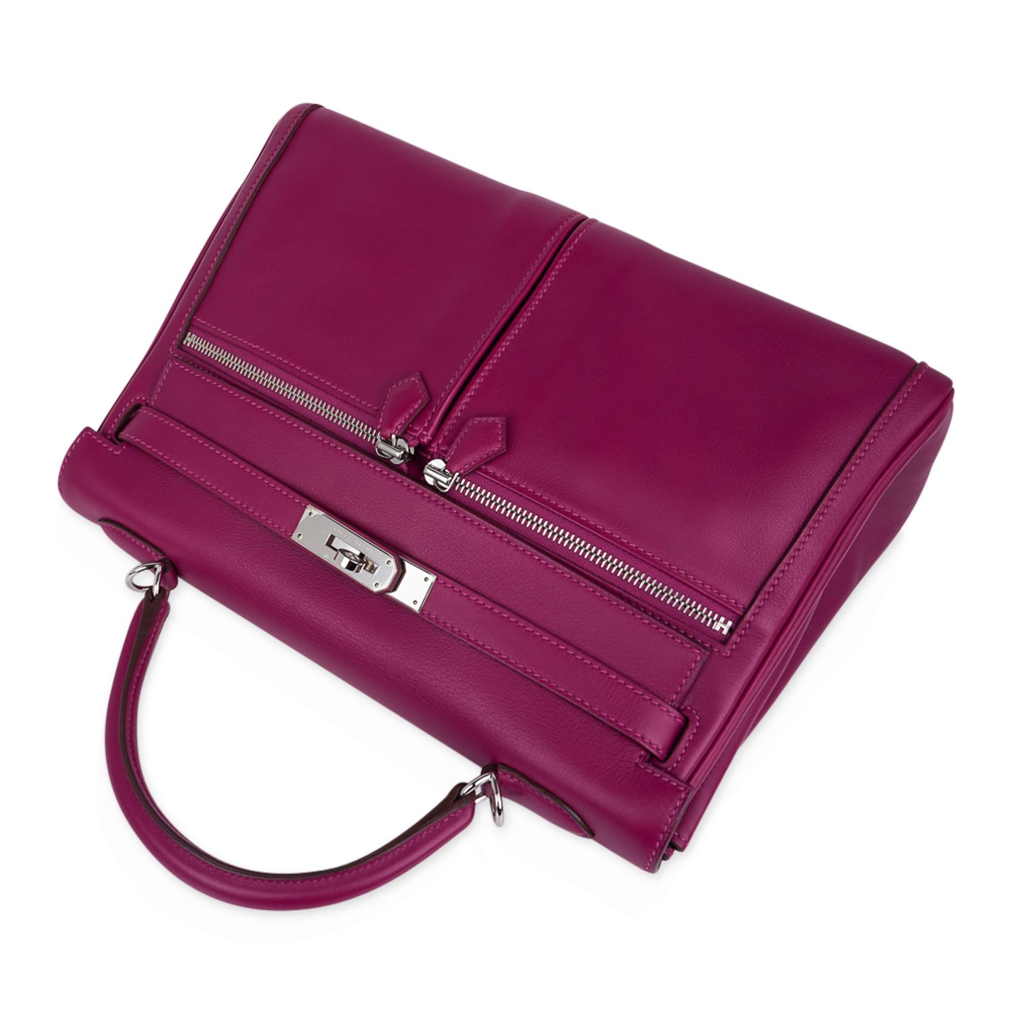 Purple Hermes Kelly 32 Lakis Bag Tosca Swift Palladium Hardware New For Sale