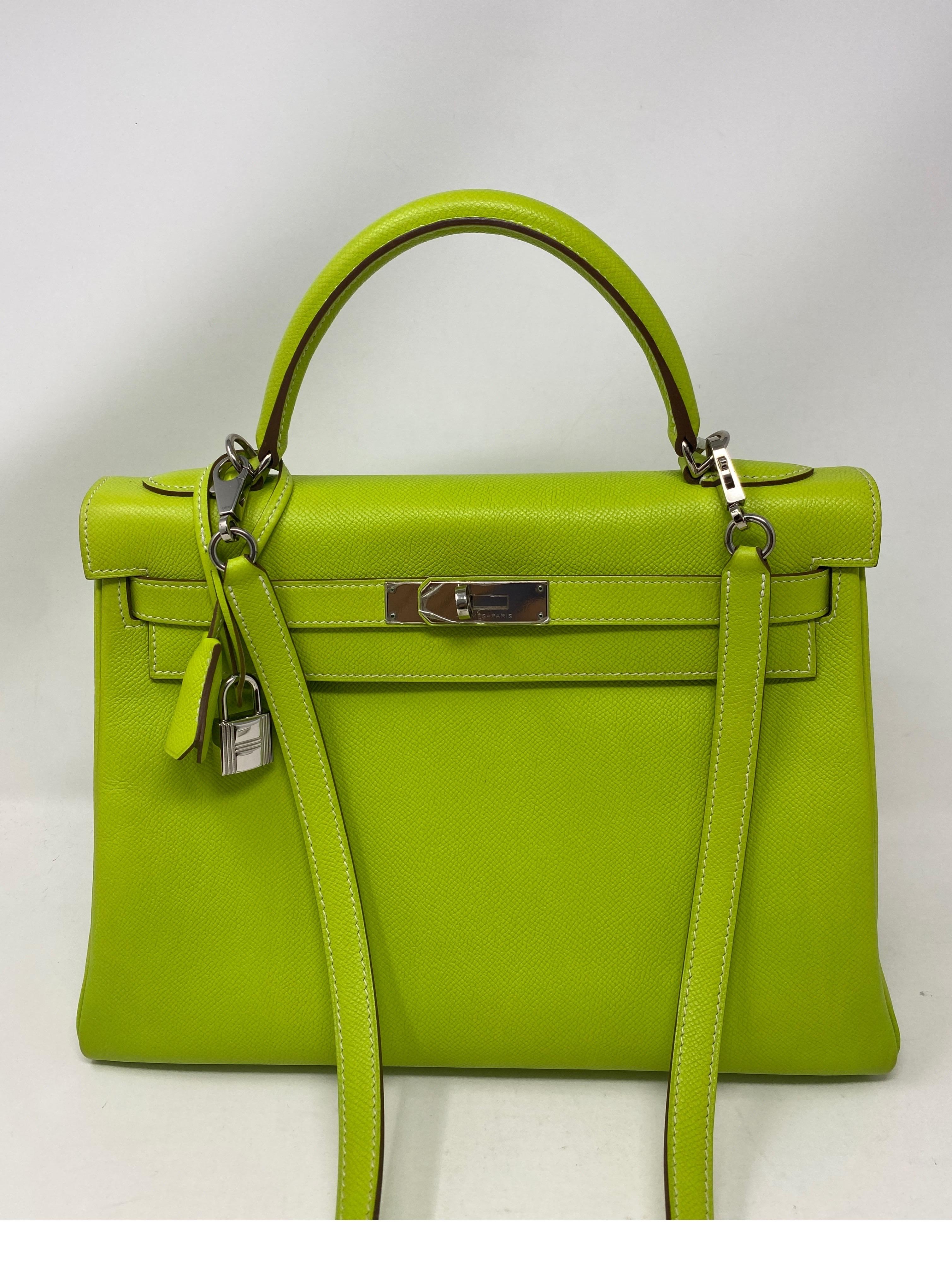 Hermes Kelly 32 Lime Candy Vert Bag 6