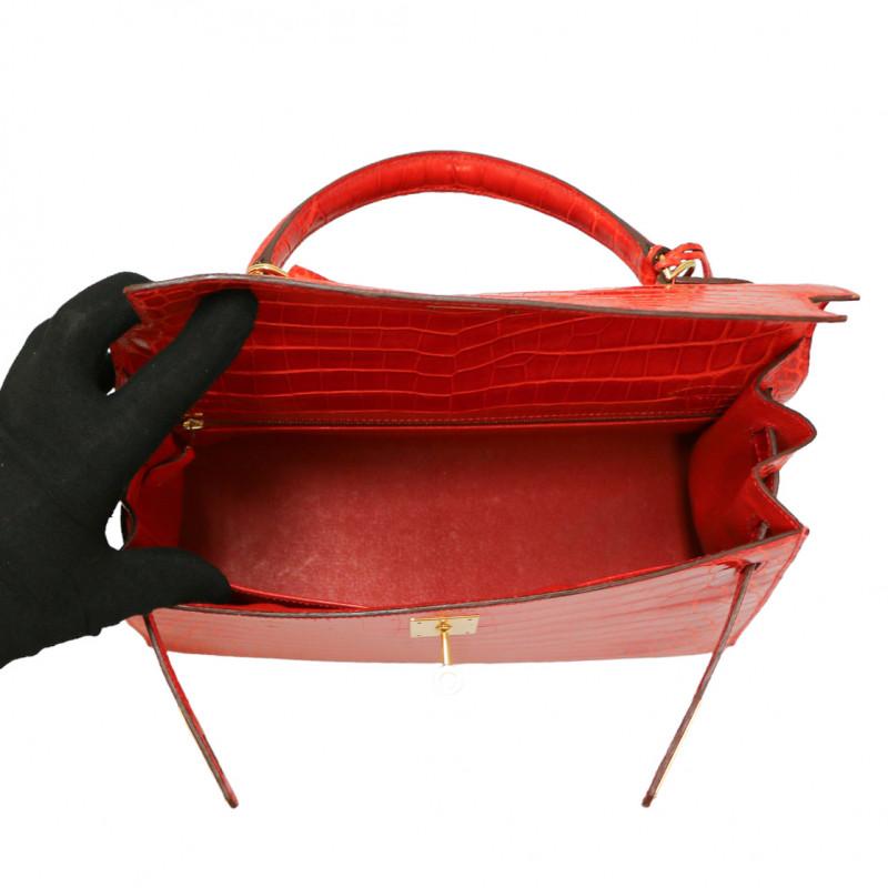 Hermes Kelly 32 Orange Niloticus Crocodile For Sale 6