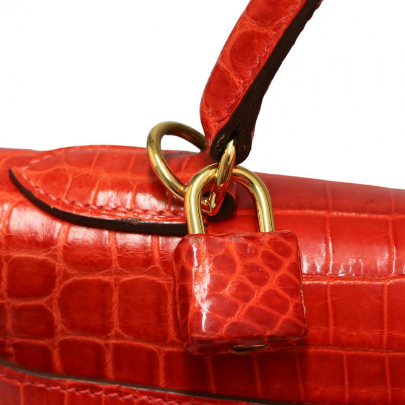 Hermes Kelly 32 Orange Niloticus Crocodile For Sale 7