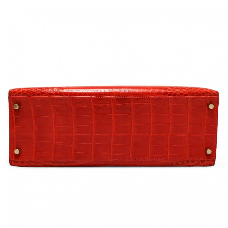 Hermes Kelly 32 Orange Niloticus Crocodile For Sale 1