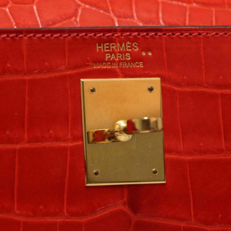 Hermes Kelly 32 Orange Niloticus Crocodile For Sale 2