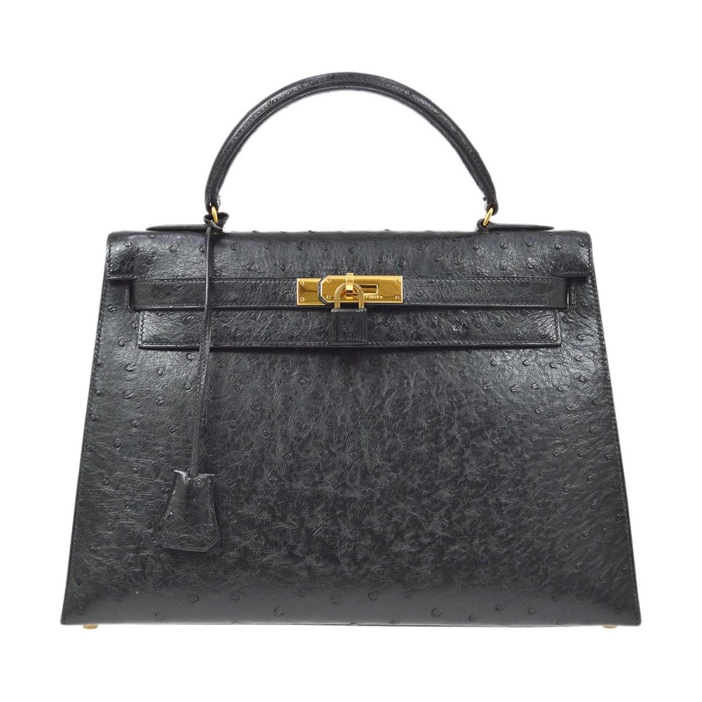 Hermes Birkin 35 Black Box Calf Gold Hardware at 1stDibs