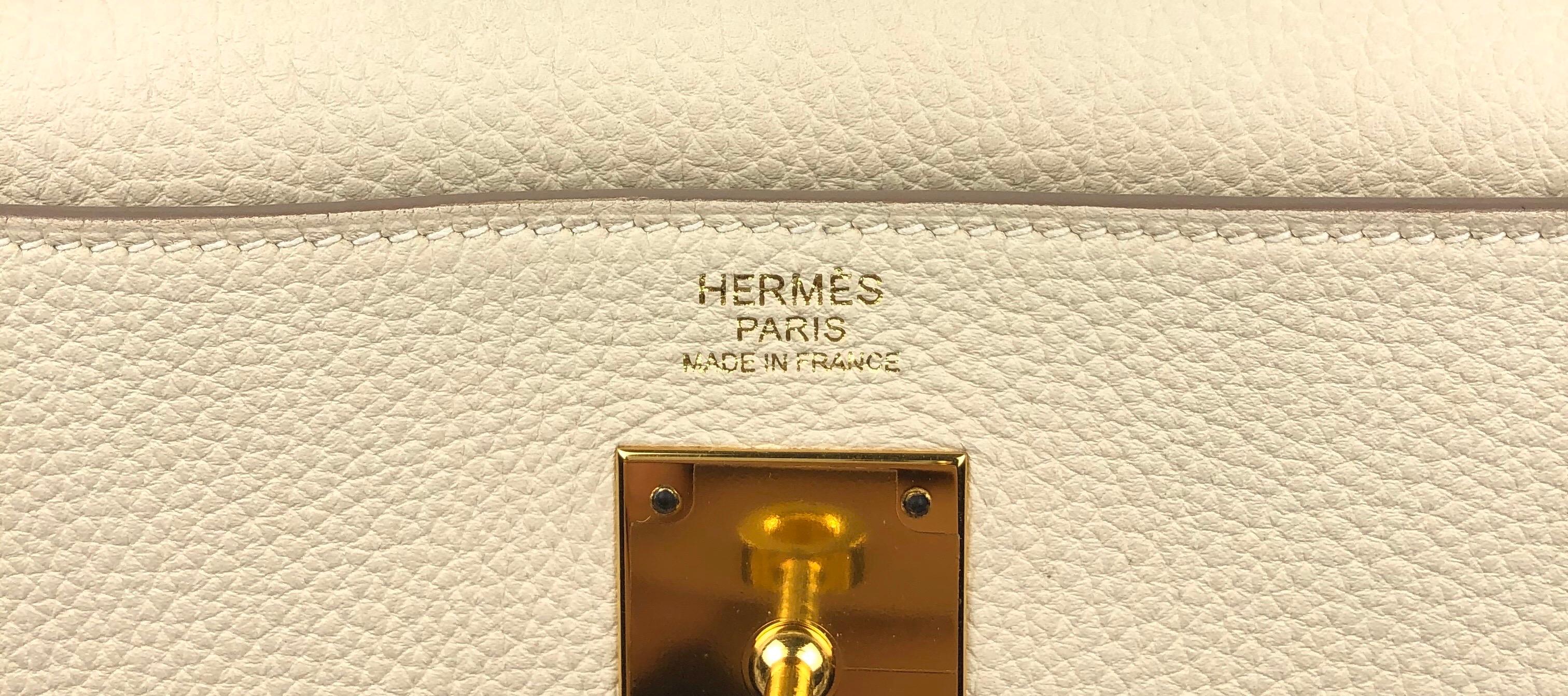 Hermes Kelly 32 Parchemin Beige Togo Gold Hardware Pristine Plastic On Hardware 6