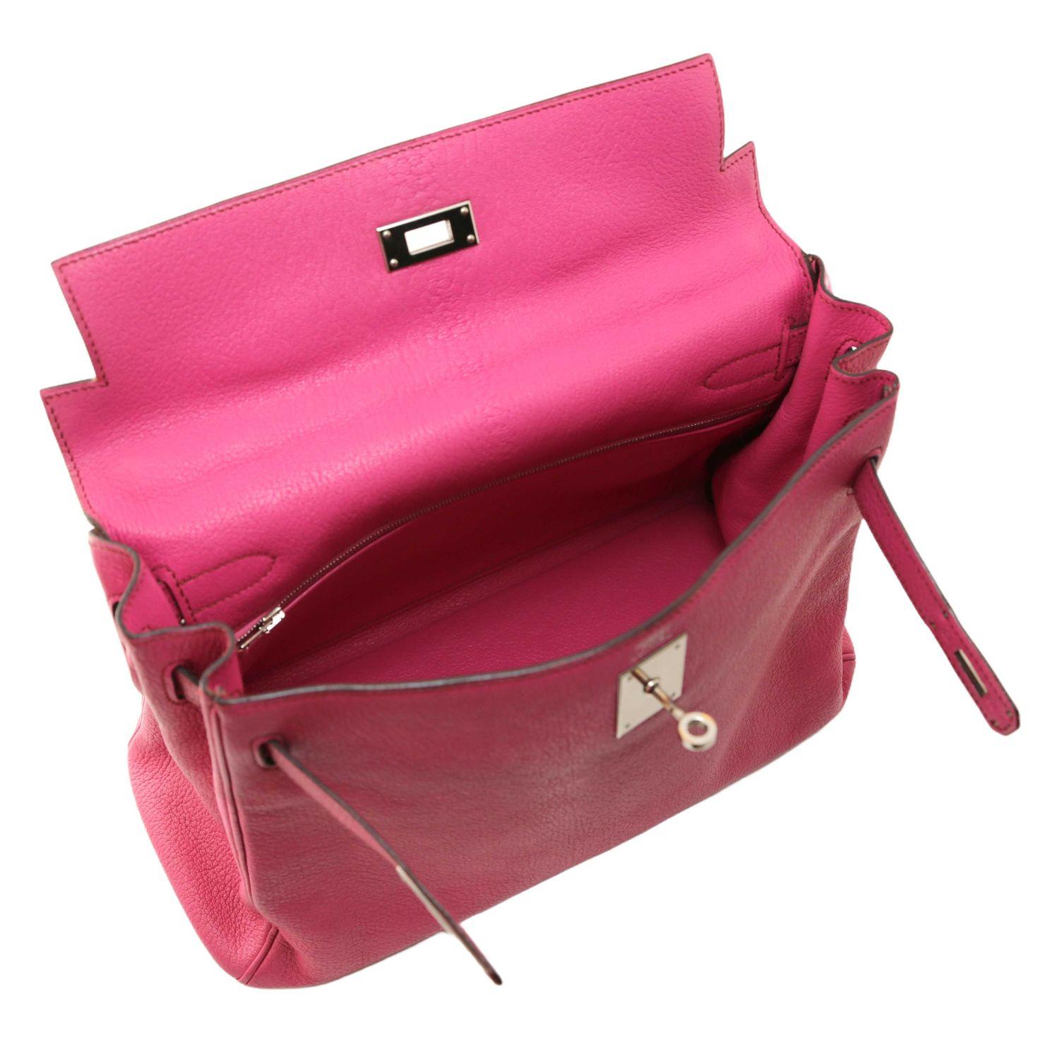 Hermès Kelly 32 Rose Magnolia PHW en vente 1