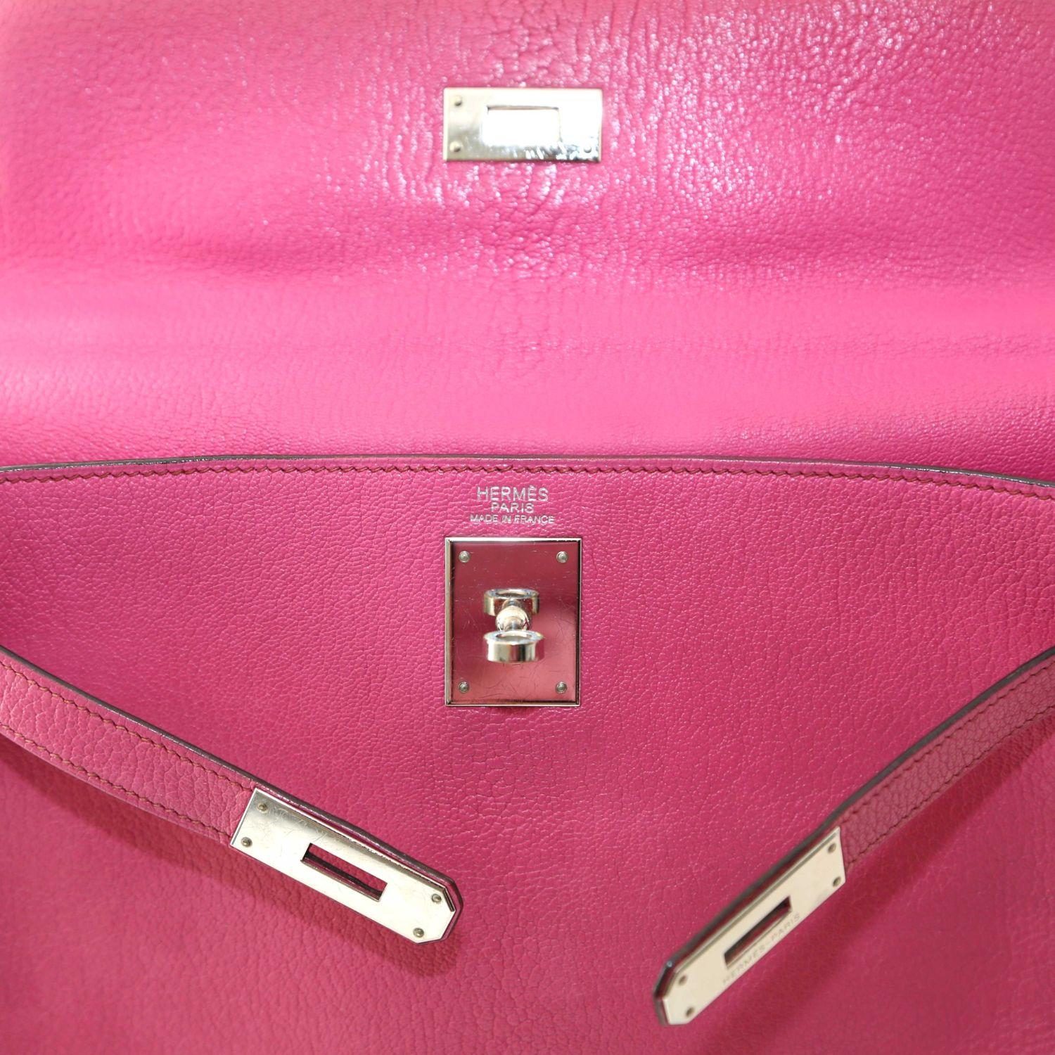 Hermès Kelly 32 Rose Magnolia PHW en vente 2