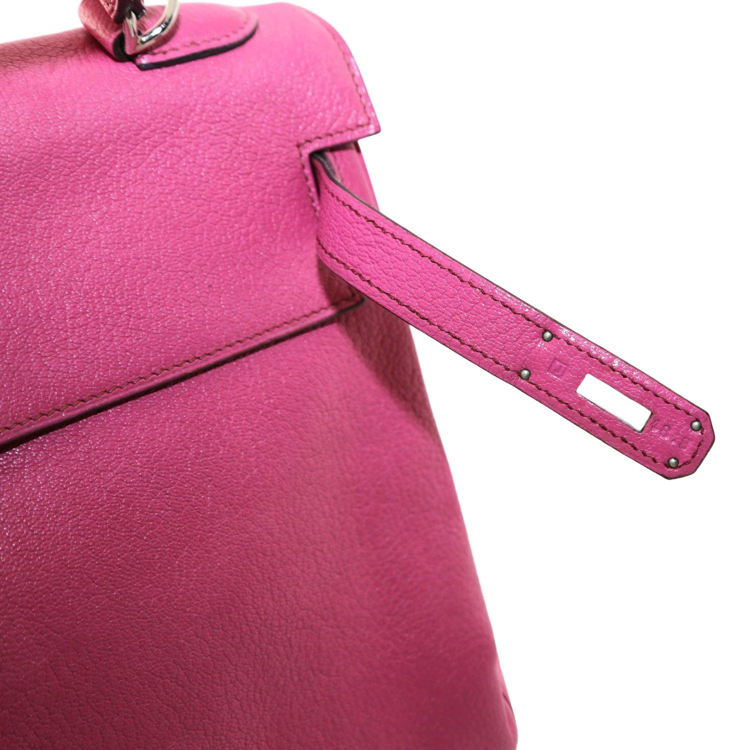 Hermès Kelly 32 Rose Magnolia PHW en vente 3