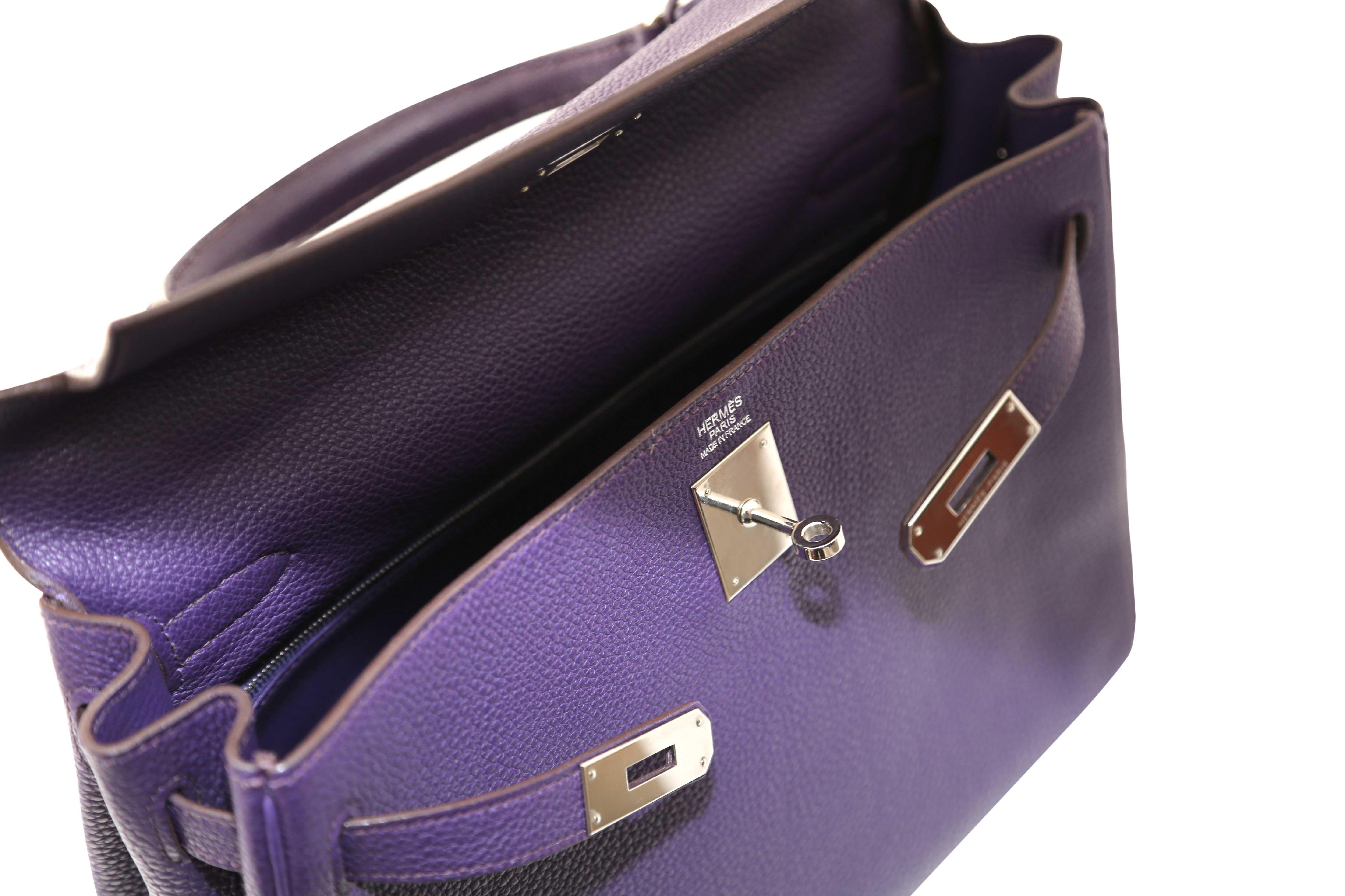 Gray Hermès Kelly 32 Purple Iris For Sale