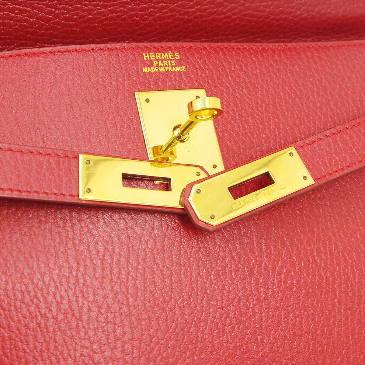 Hermes Kelly 32 Red Leather Gold Top Handle Satchel Evening Shoulder Tote Bag

Leather
Gold tone hardware
Leather lining
Date code present
Made in France
Handle drop 3.5