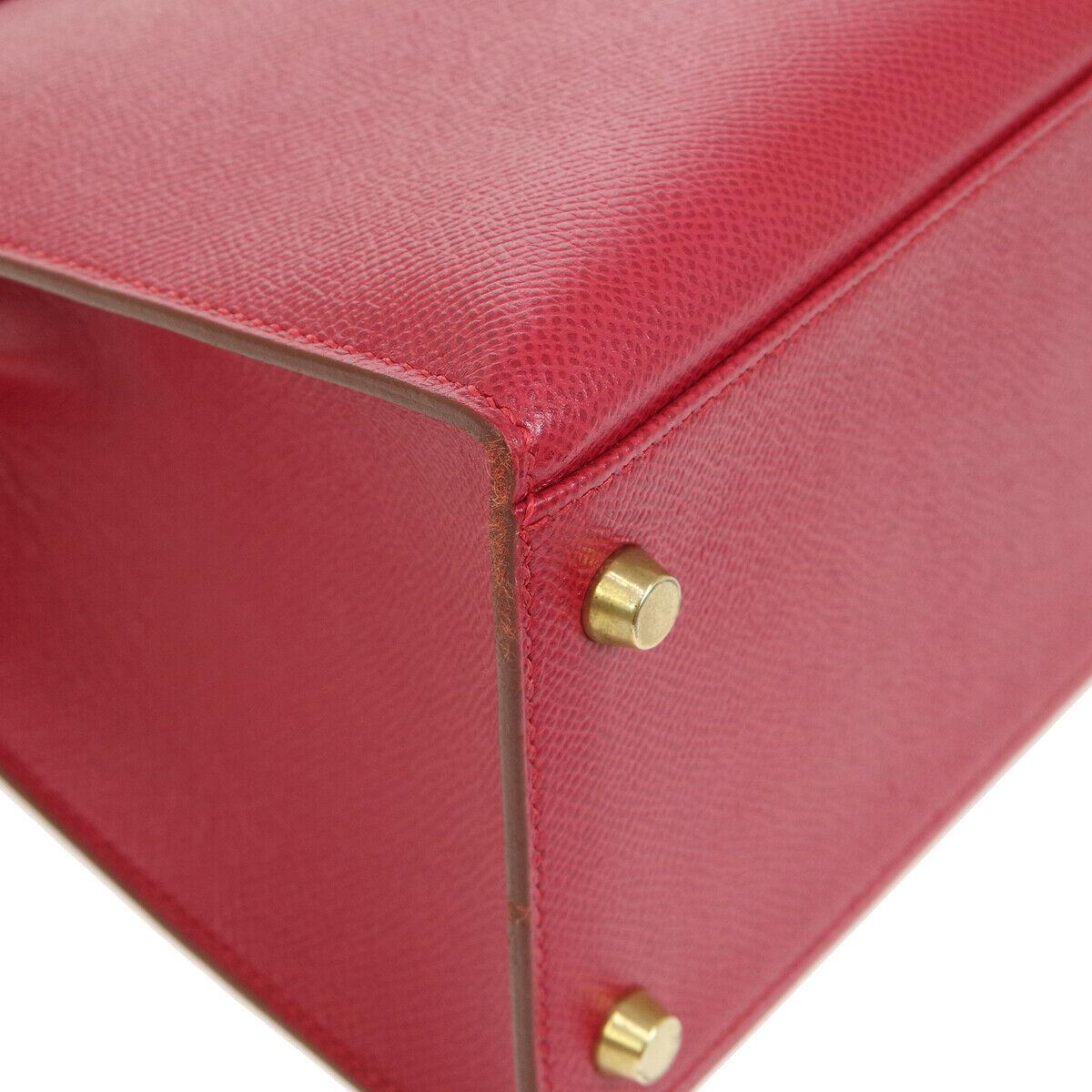 Hermes Kelly 32 Red Leather Gold Top Handle Satchel Shoulder Tote Bag  2