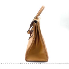 Hermes Kelly 32 Retourne 1976 Gold Box Leather Gold Hardware