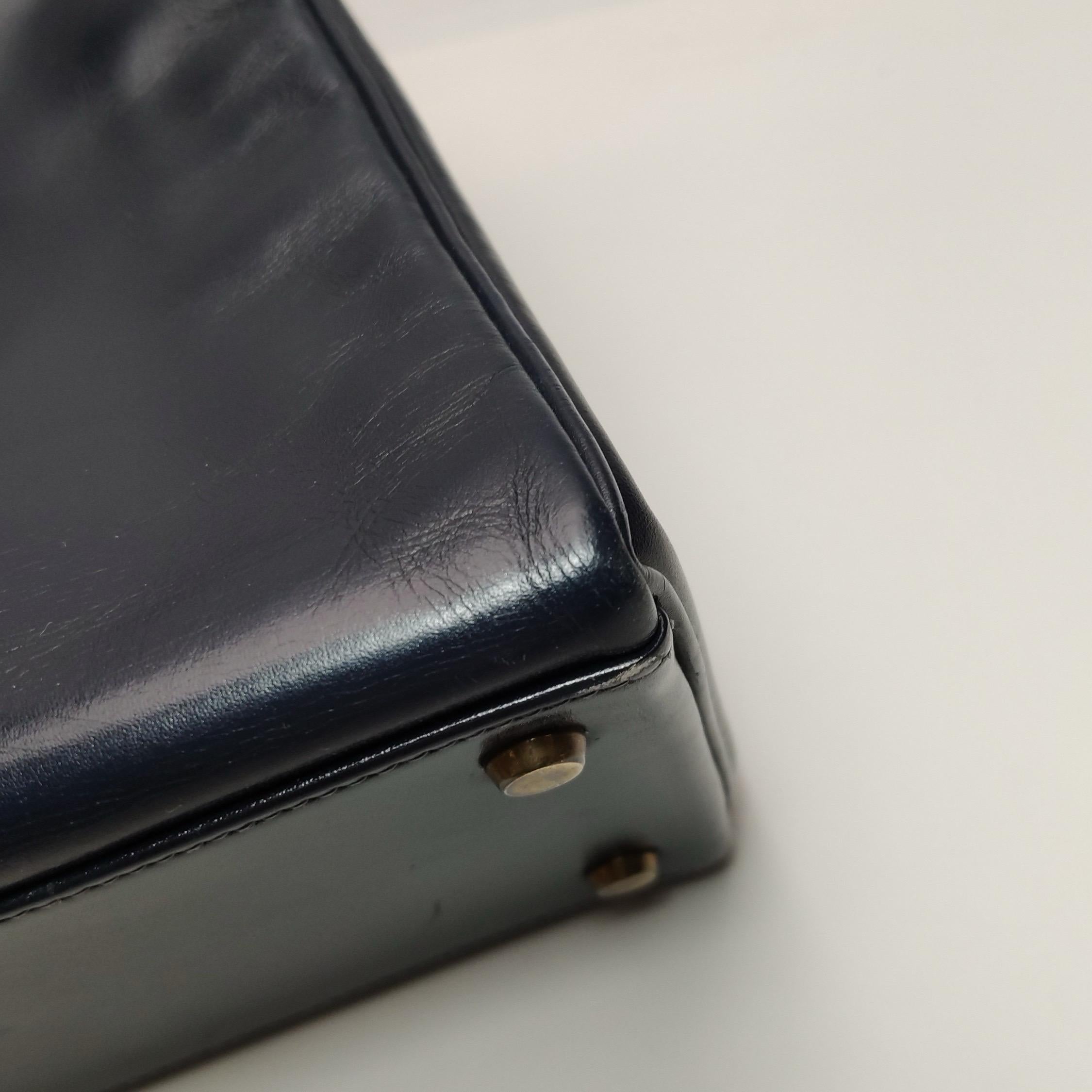 Hermes Kelly 32 Retourne 78 Blue Marine Navy Box Leather Gold HW 1980 6