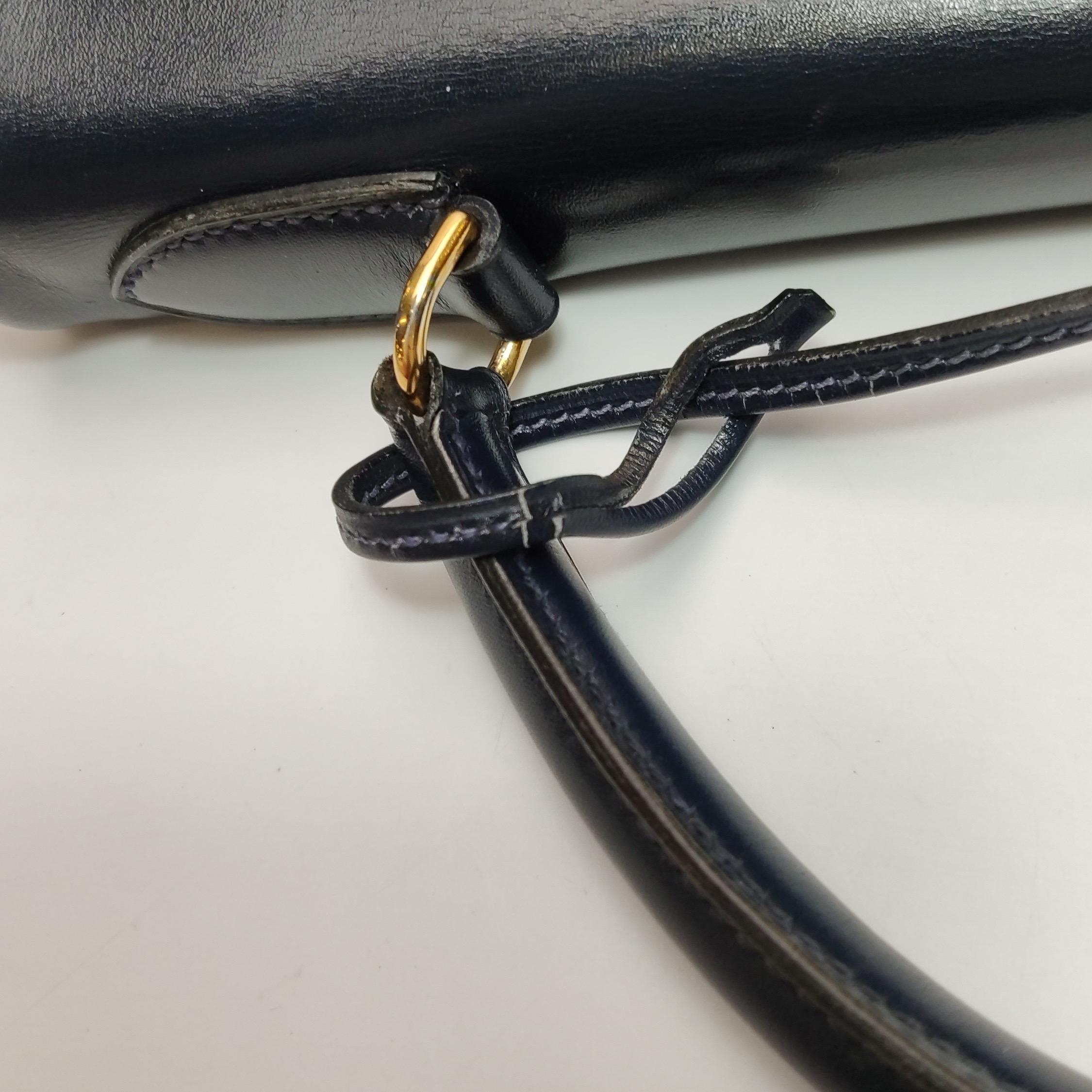 Hermes Kelly 32 Retourne 78 Blue Marine Navy Box Leather Gold HW 1980 12
