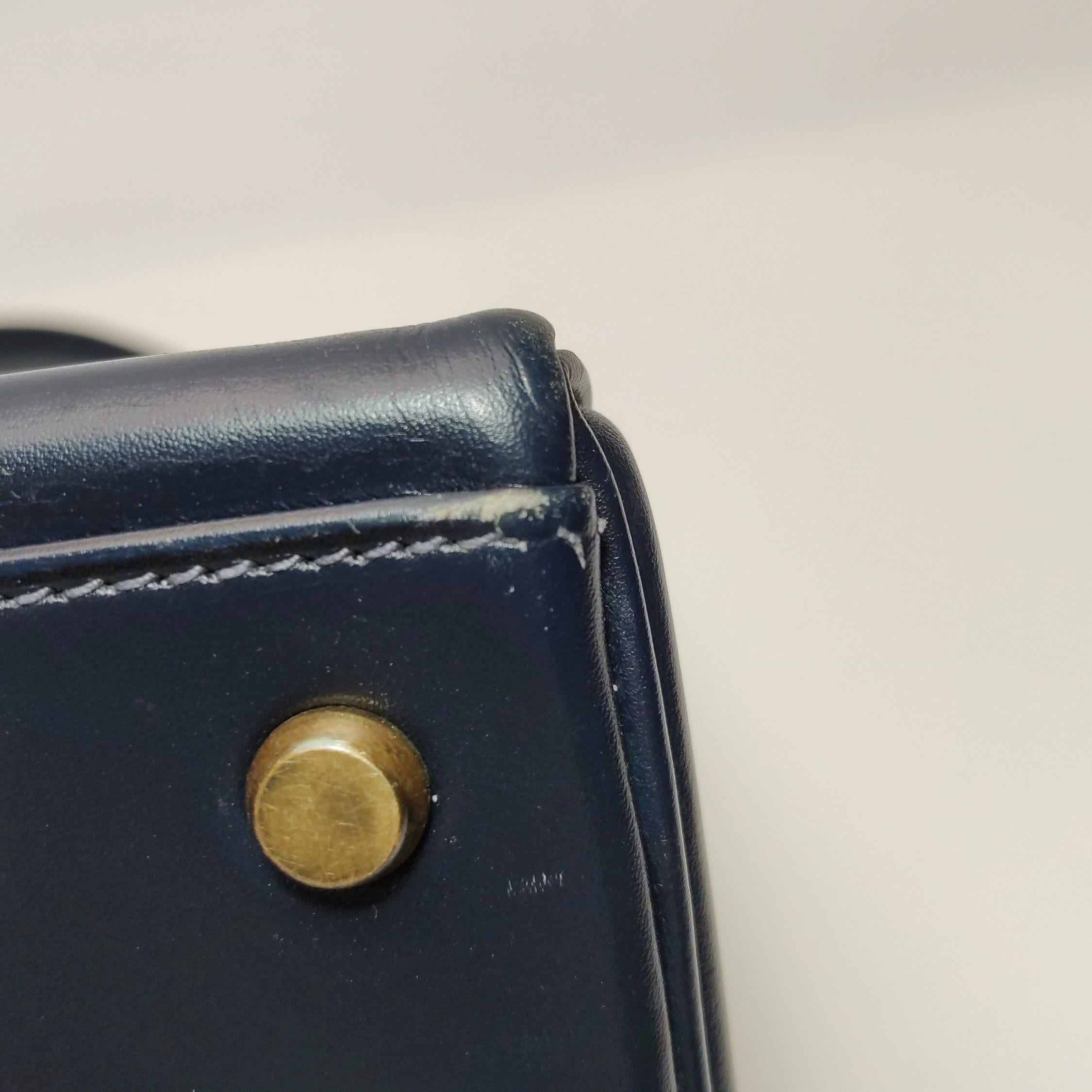 Hermes Kelly 32 Retourne 78 Blue Marine Navy Box Leather Gold HW 1980 15