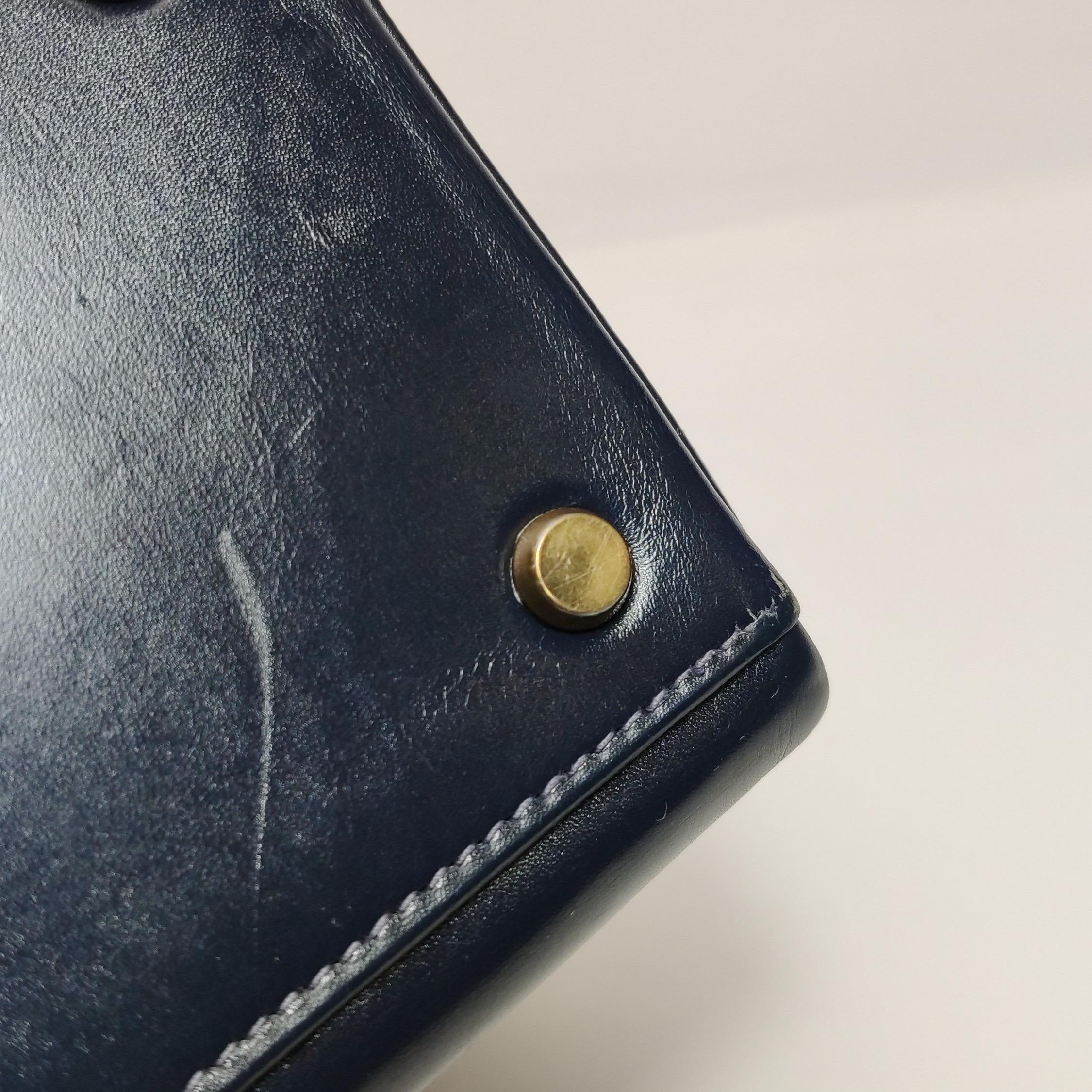Hermes Kelly 32 Retourne 78 Blue Marine Navy Box Leather Gold HW 1980 4