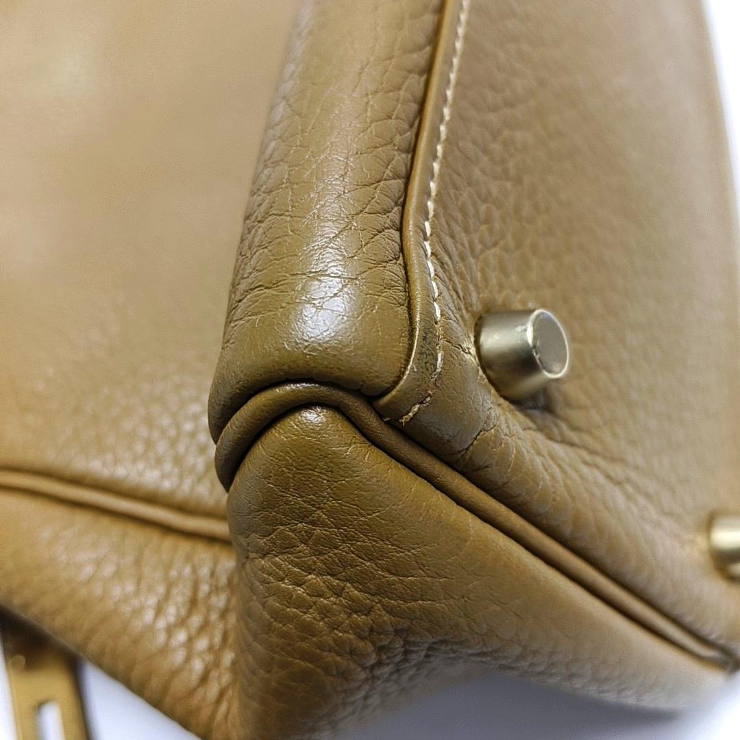 Hermes Kelly 32 Retourne Biscuit Brown Clemence Leather Gold HW Double Ring en vente 8