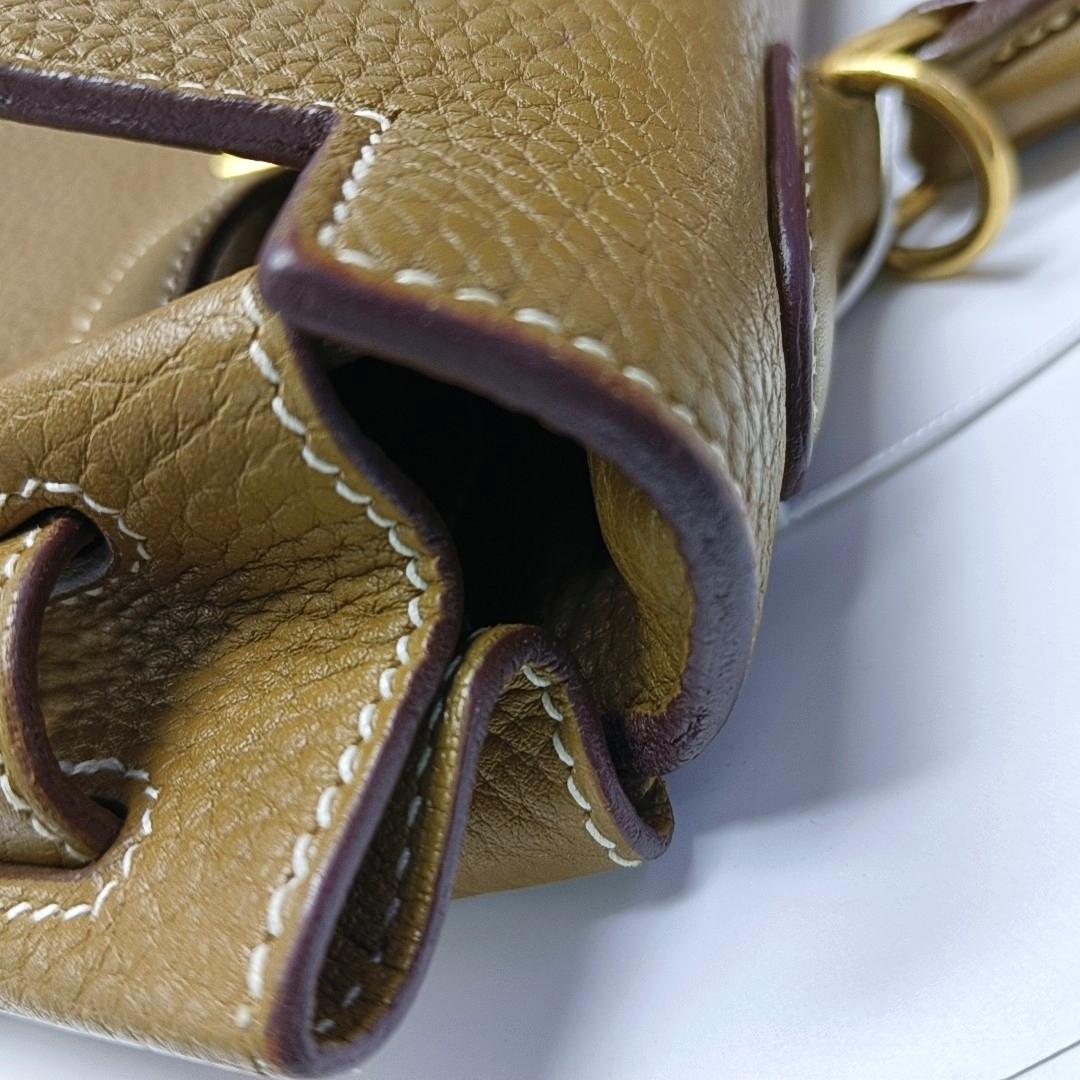 Hermes Kelly 32 Retourne Biscuit Brown Clemence Leather Gold HW Double Ring en vente 4