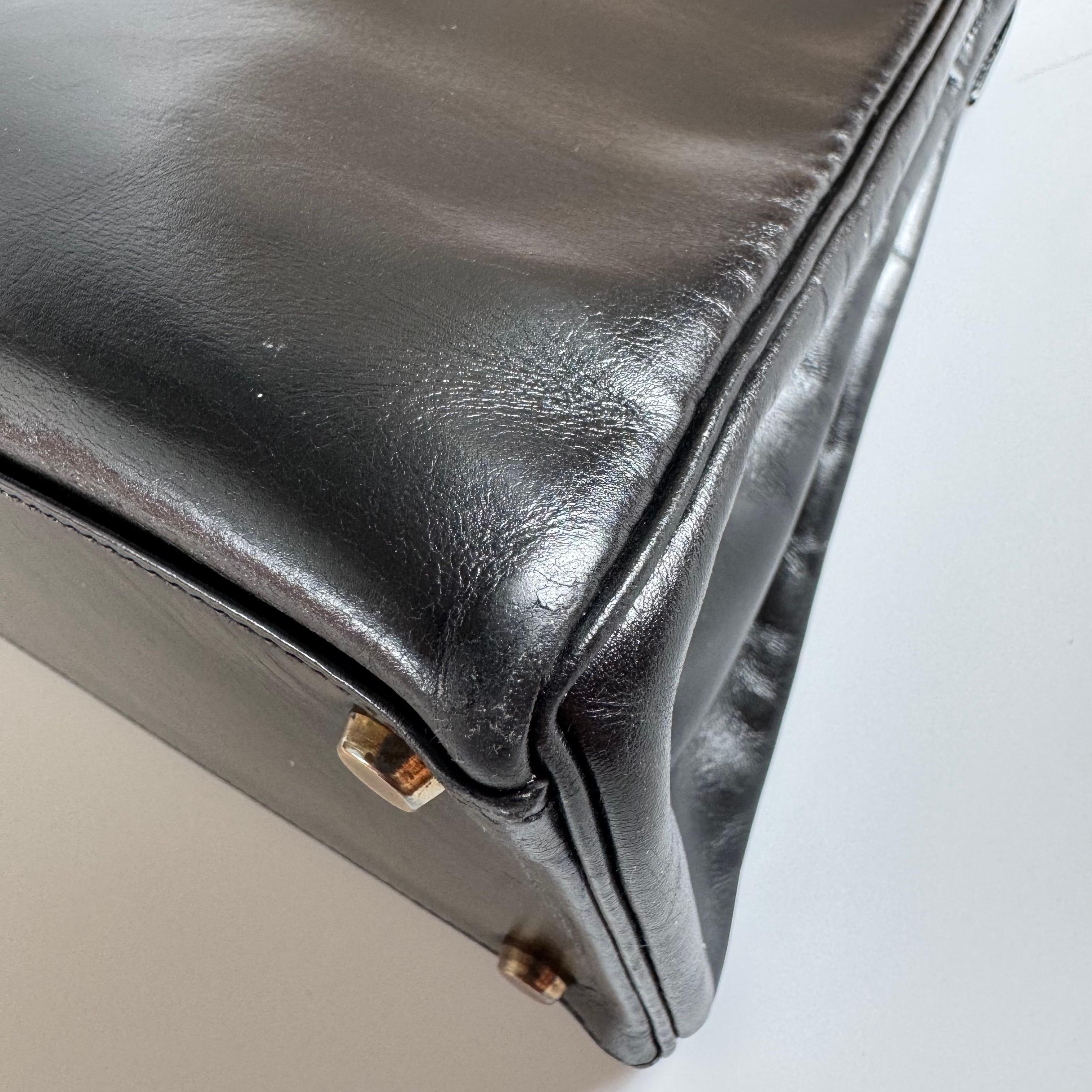 Hermes Kelly 32 Retourne Scatola Nera Pelle Oro HW 1987 in vendita 6