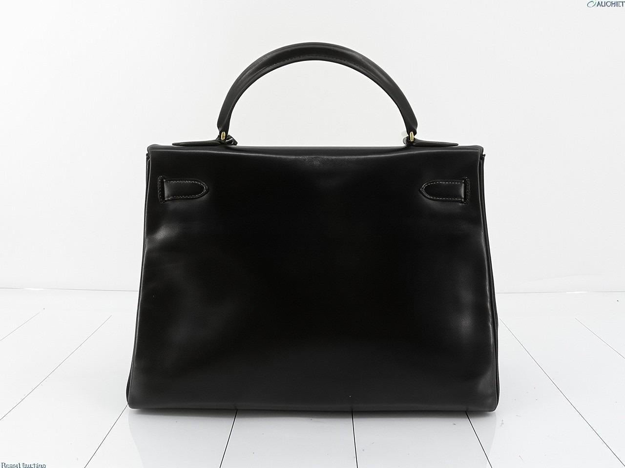 Hermes Kelly 32 Retourne Caja Negra Piel Oro HW 1987 Negro en venta