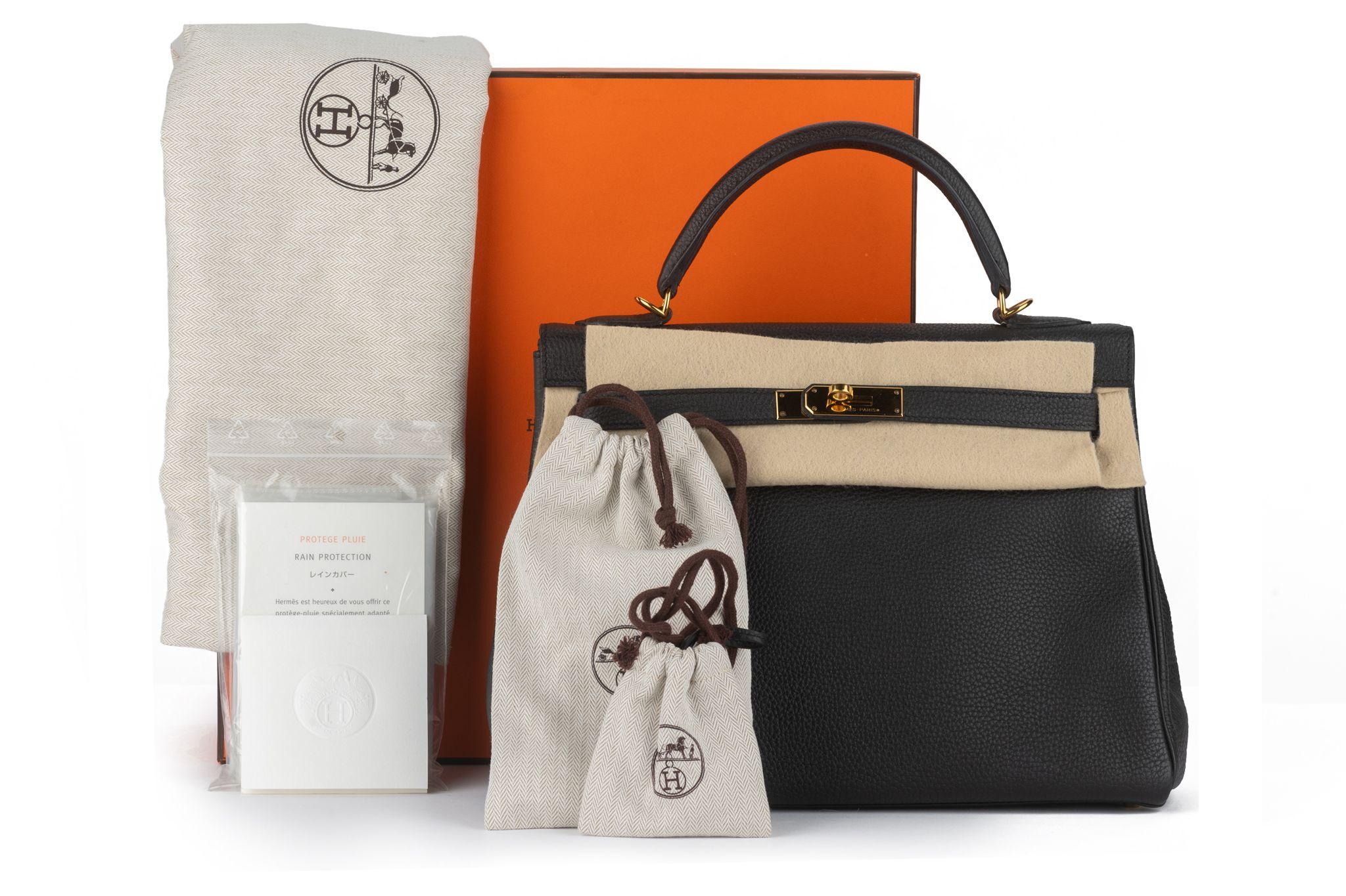 Hermès Kelly 32 Retournè Pelle togo nera in vendita 11