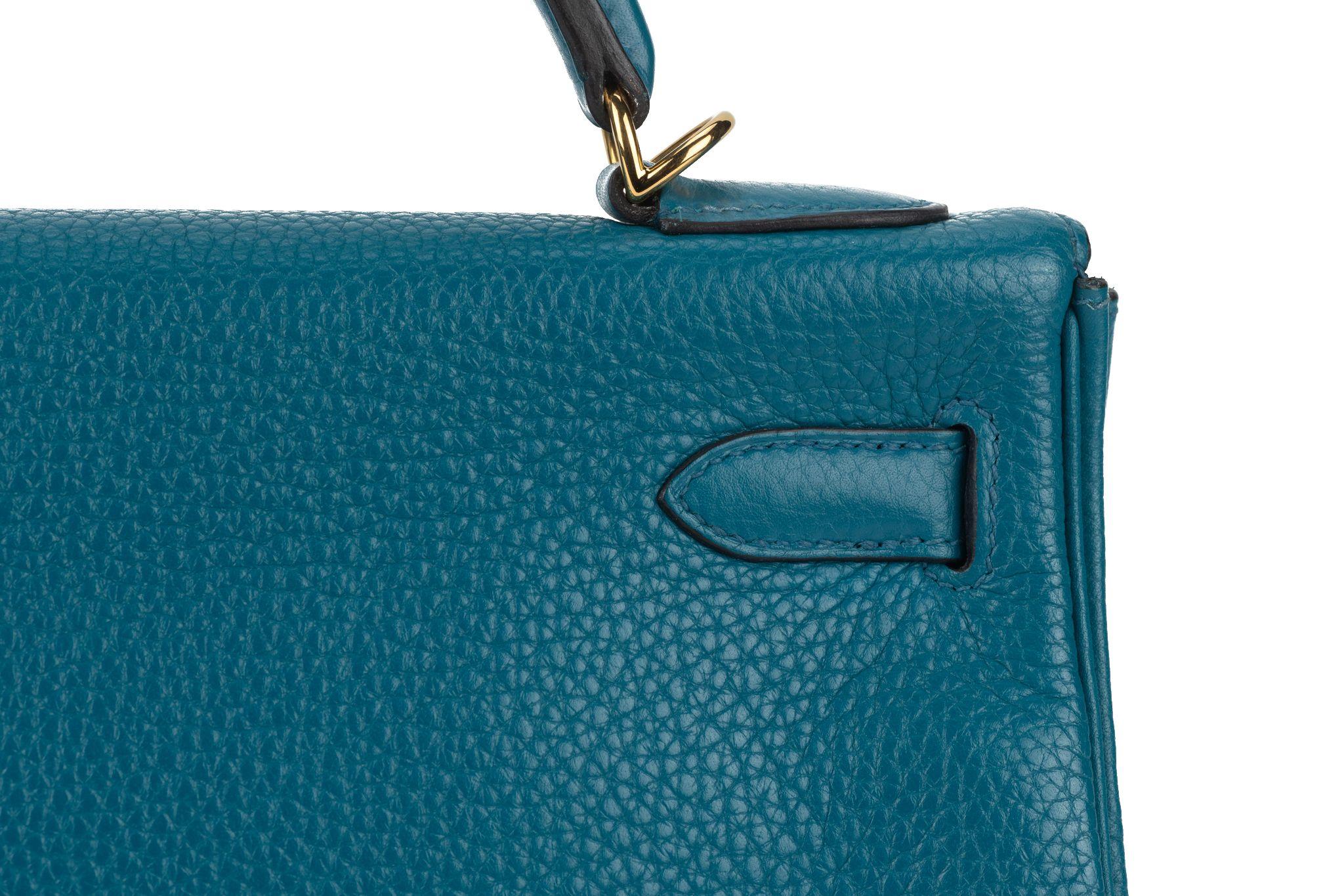 Hermès Kelly 32 Retournè Blue Izmir For Sale 6