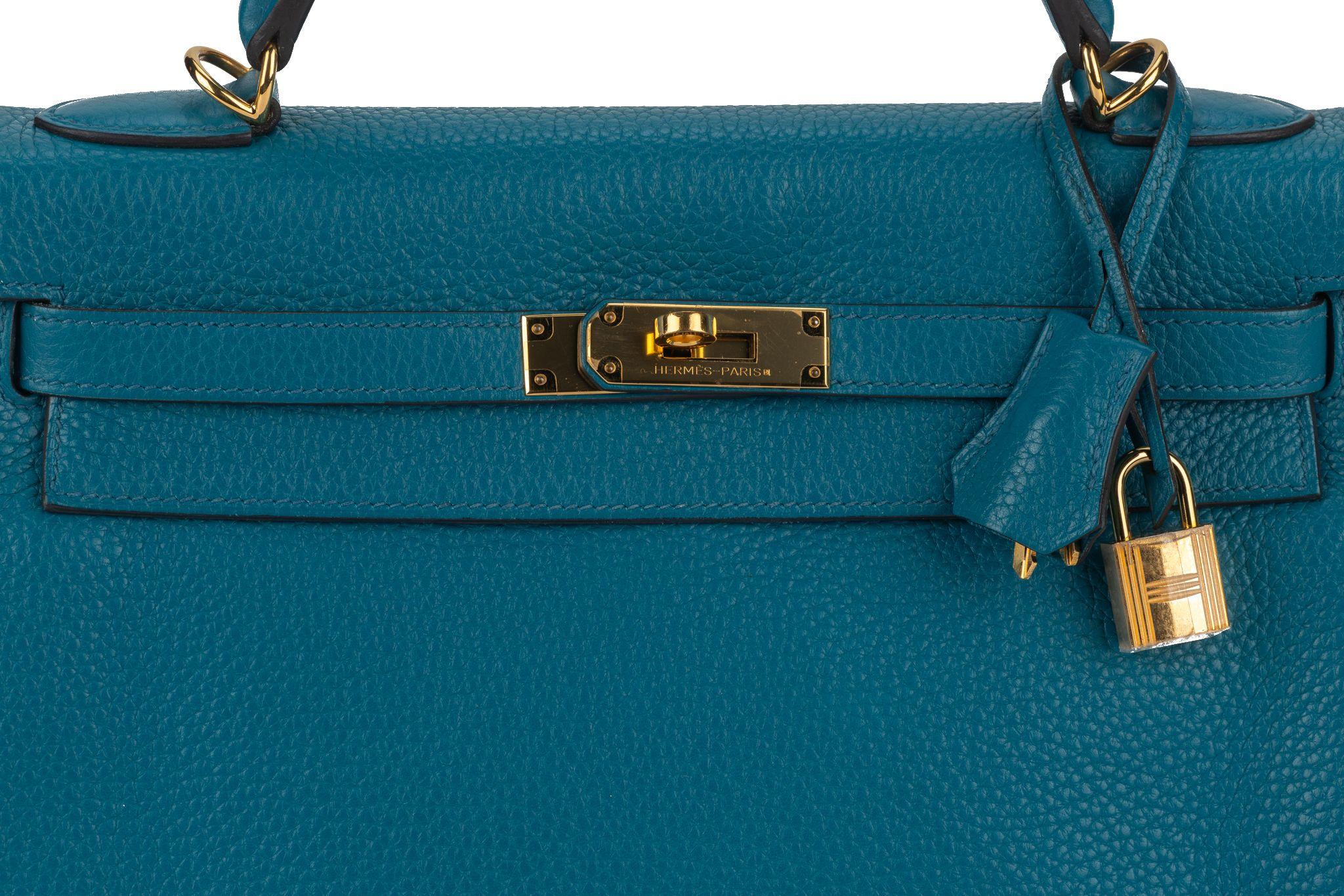 Hermès Kelly 32 Retournè Blue Izmir For Sale 7
