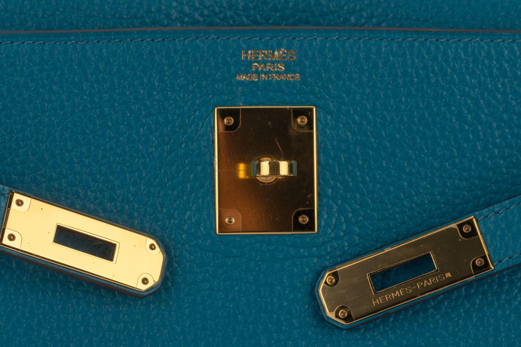 Hermès Kelly 32 Retournè Blue Izmir For Sale 8