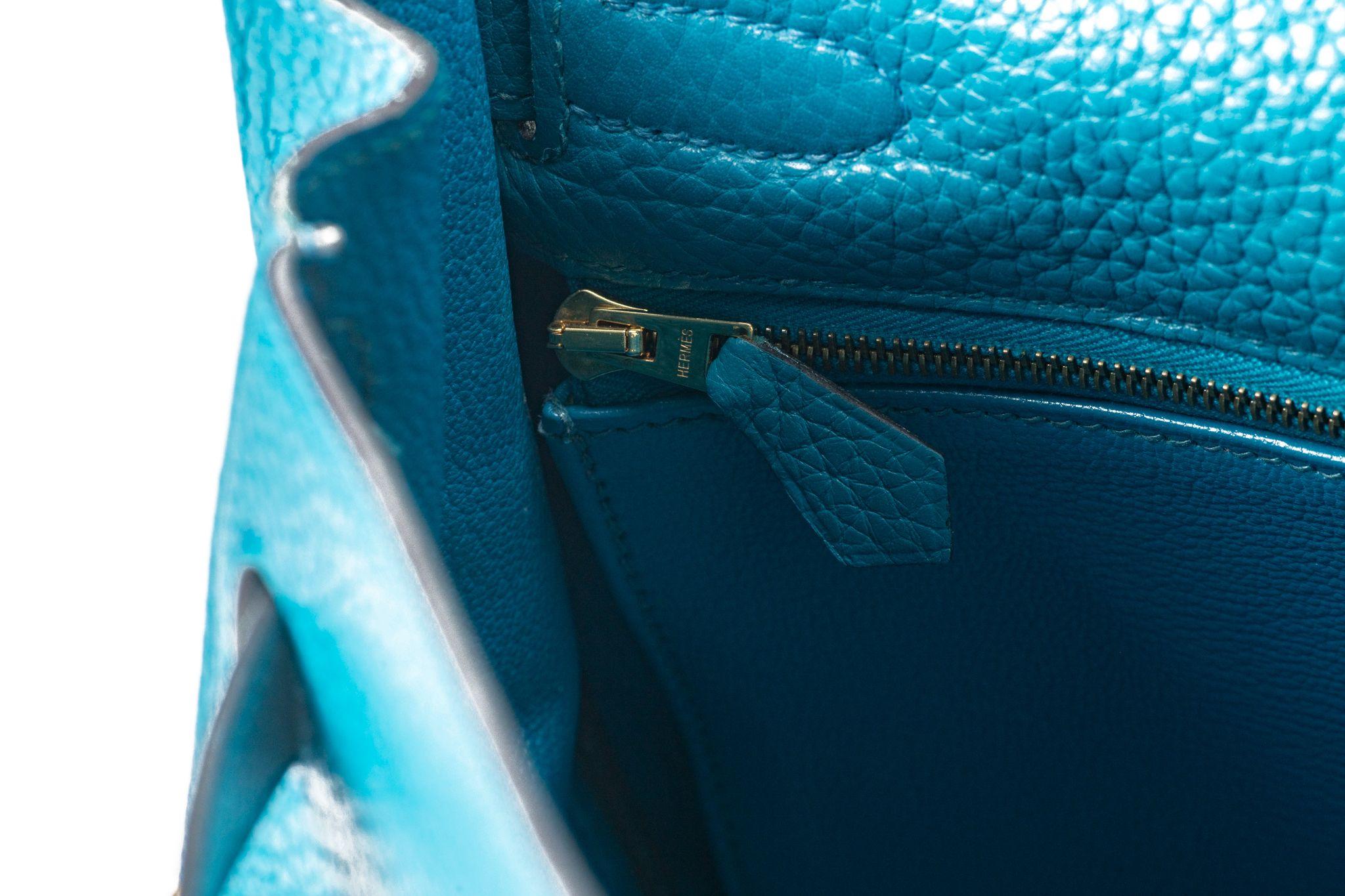 Hermès Kelly 32 Retournè Blue Izmir For Sale 9