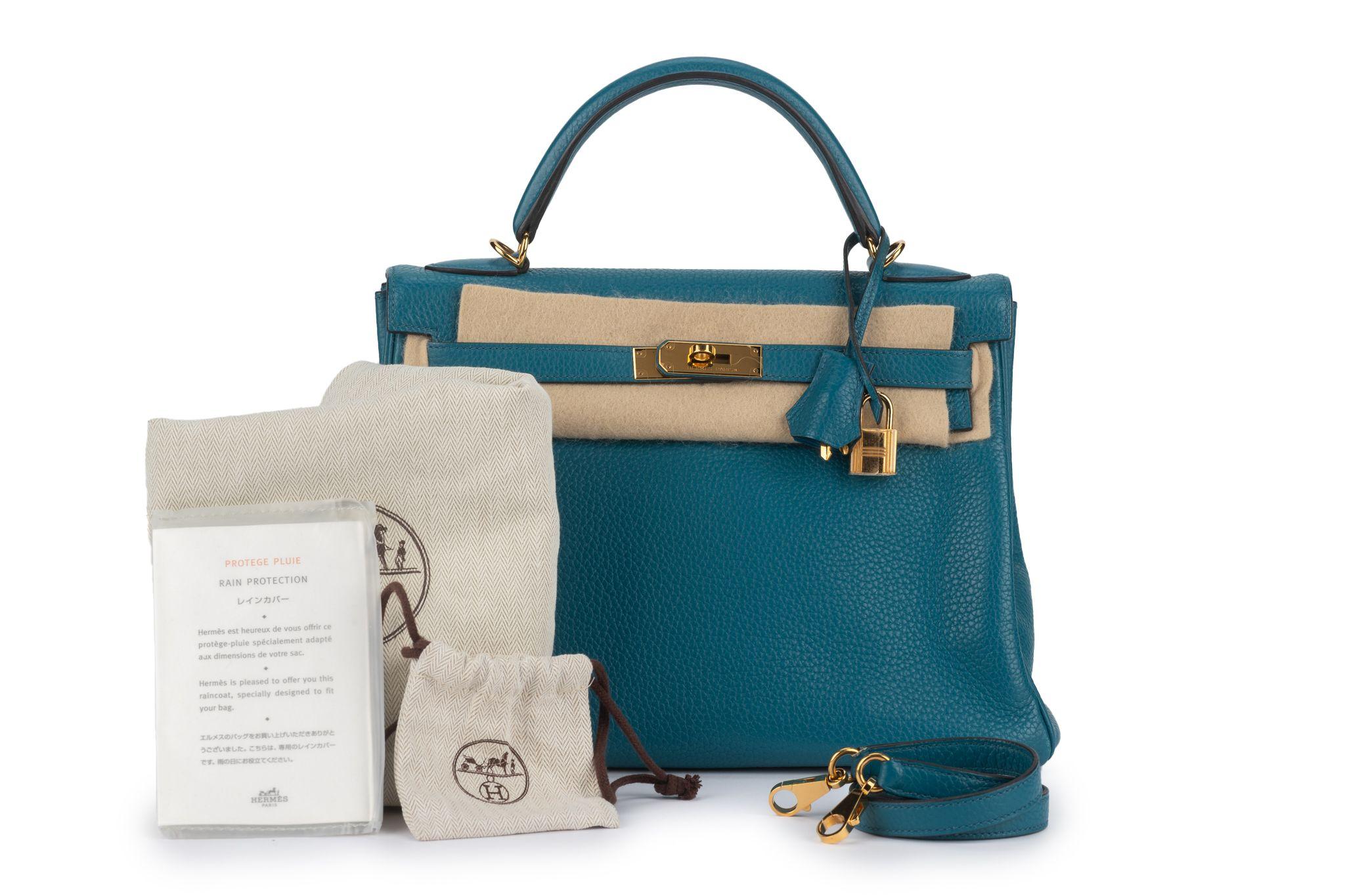 Hermès Kelly 32 Retournè Blue Izmir For Sale 15