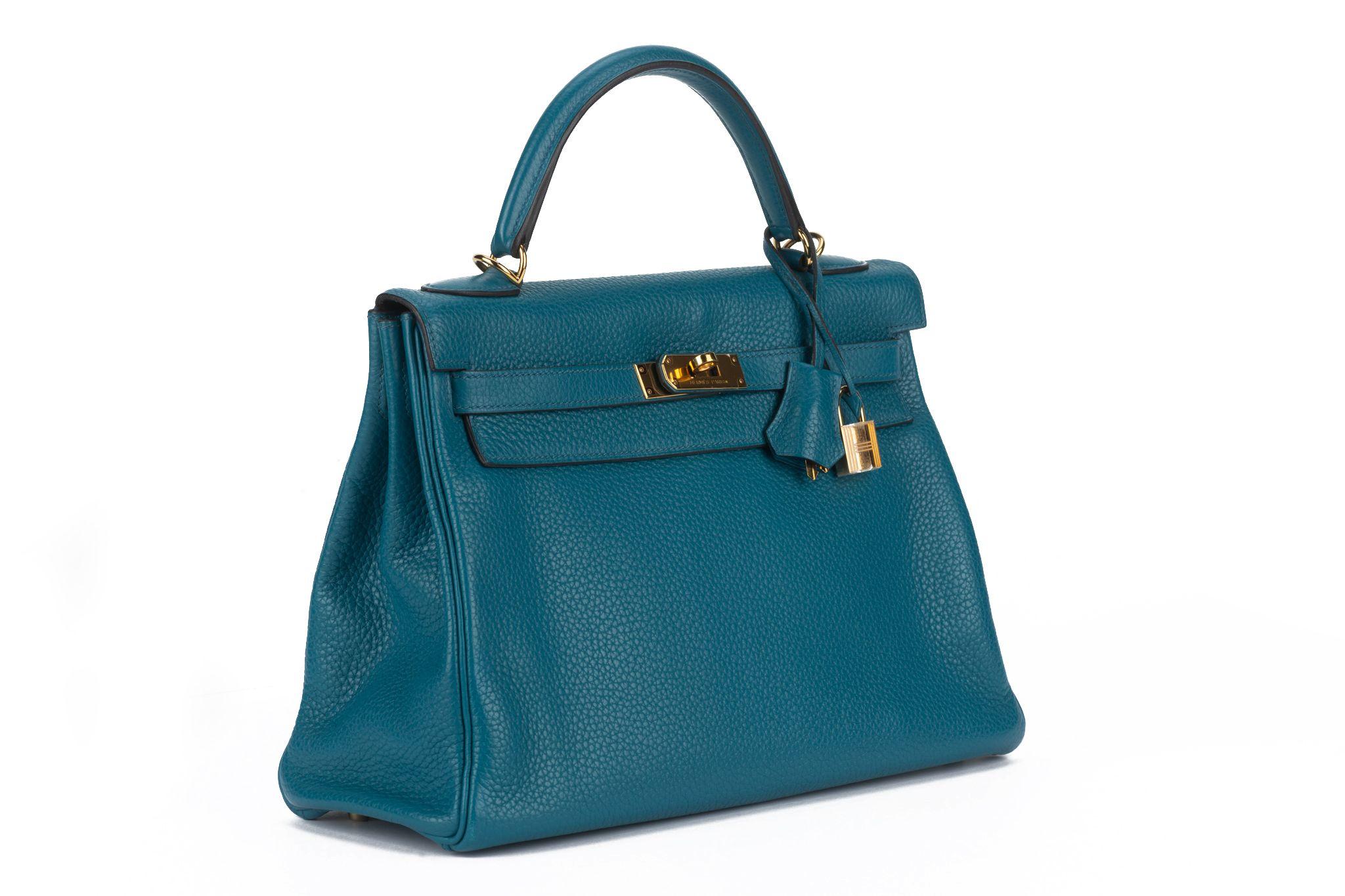 Women's Hermès Kelly 32 Retournè Blue Izmir For Sale