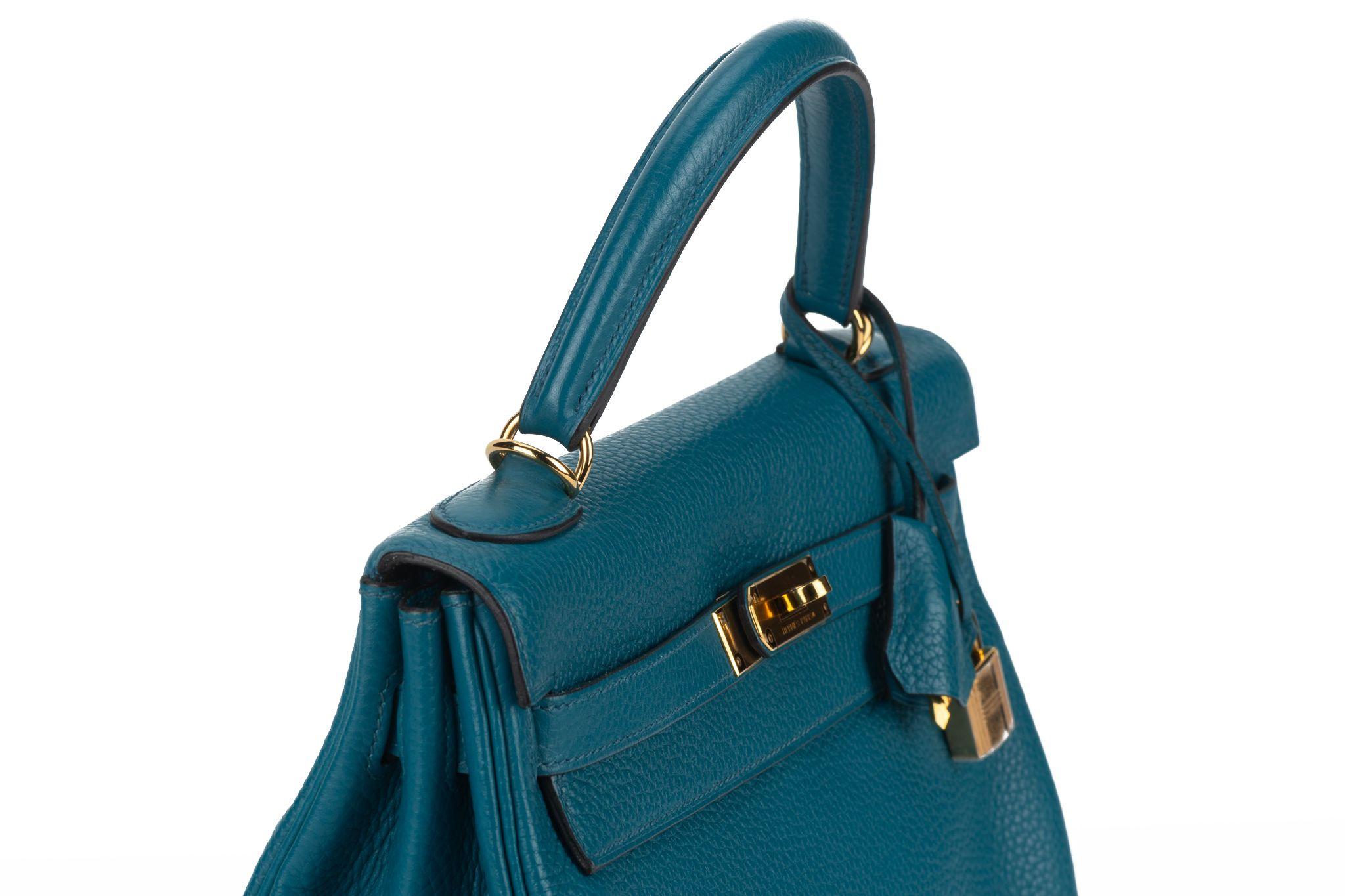Hermès Kelly 32 Retournè Blue Izmir For Sale 4