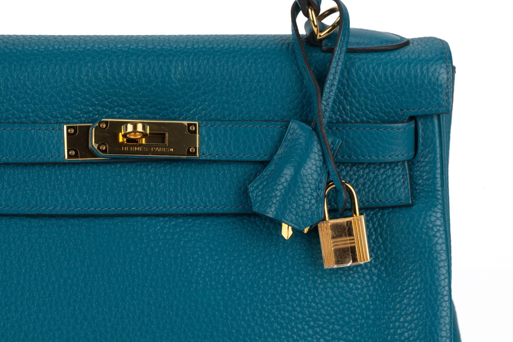 Hermès Kelly 32 Retournè Blue Izmir For Sale 5
