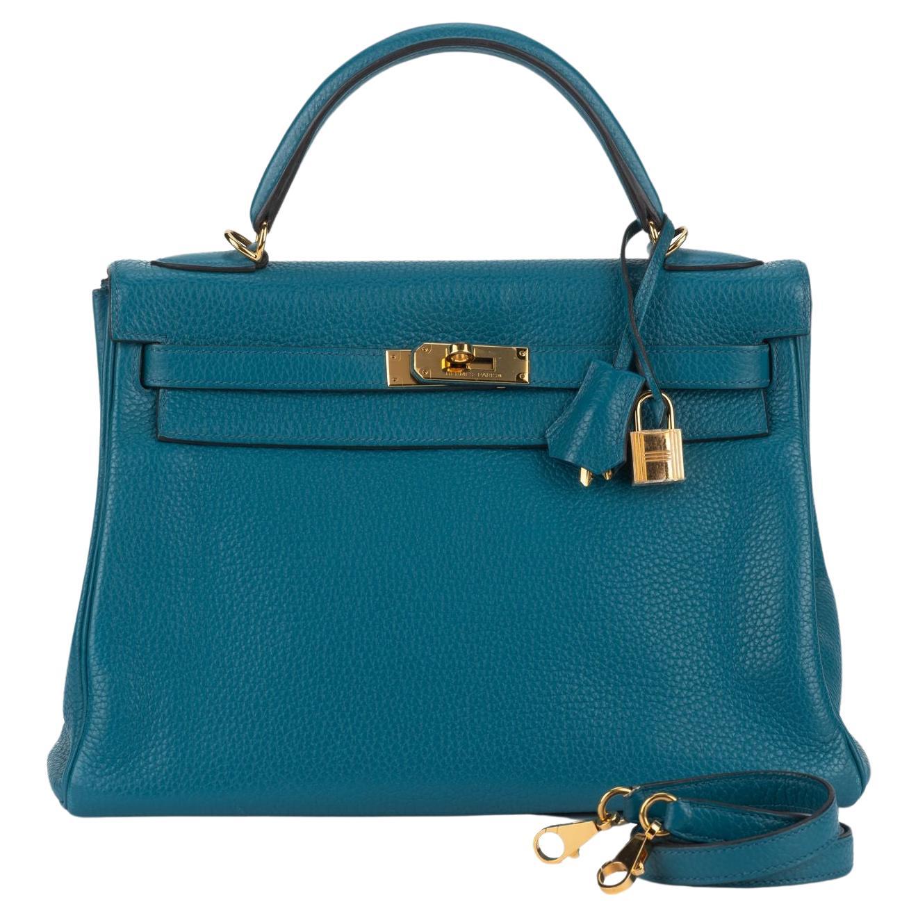 Hermès Kelly 32 Retournè Blue Izmir For Sale