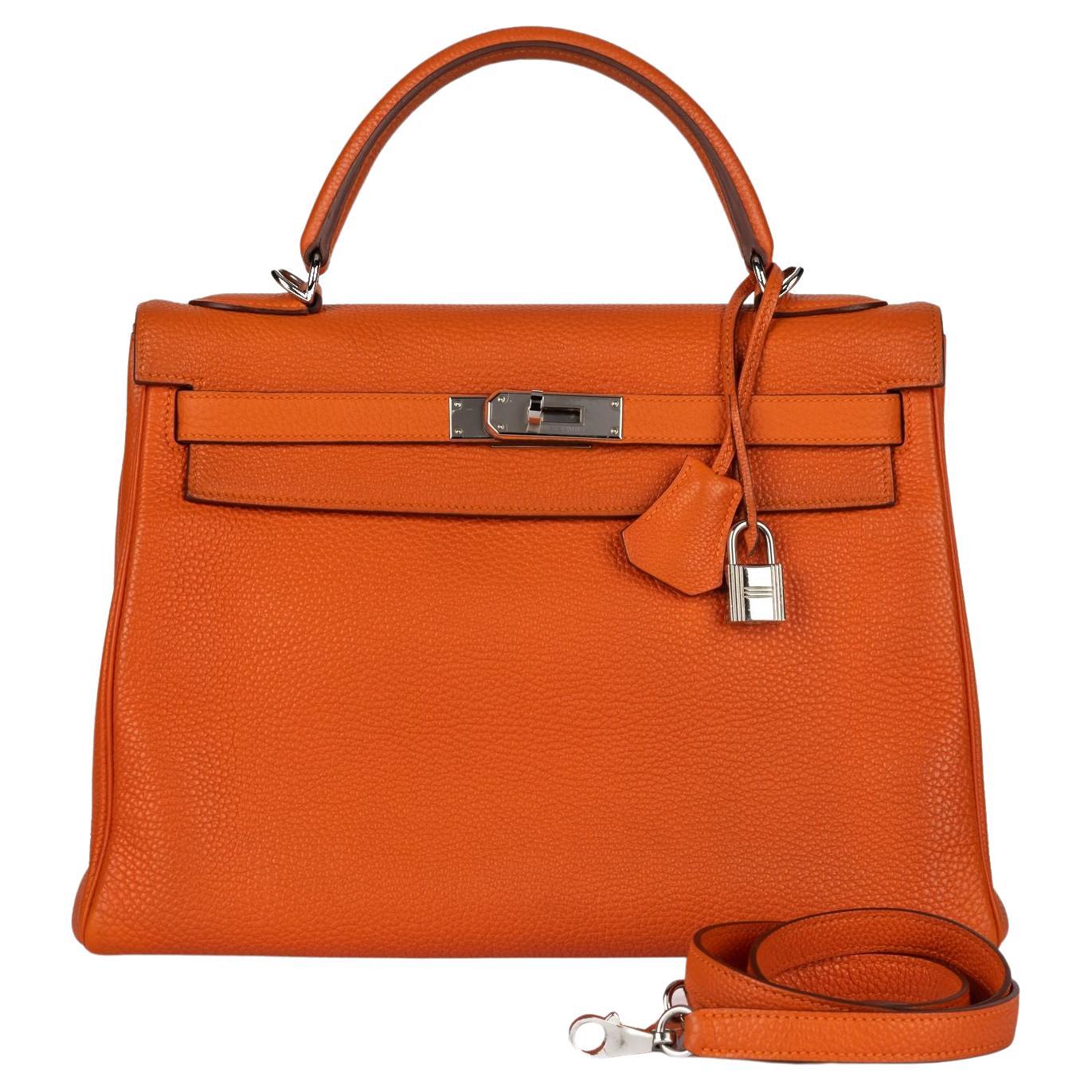 Hermès Kelly 32 Retourne Clemence Orange For Sale