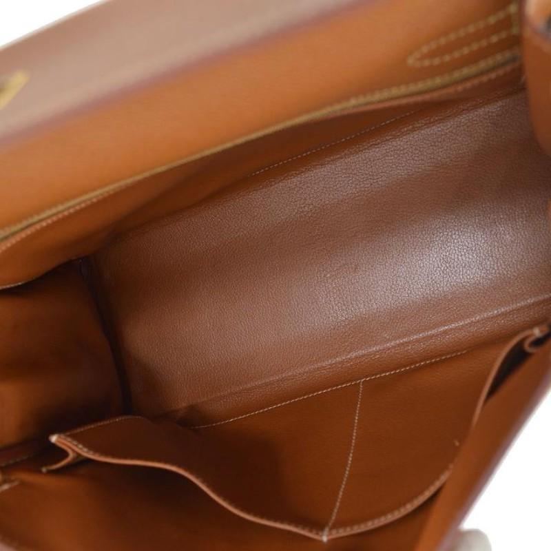 Women's HERMES Kelly 32 Retourne Cognac Tan Leather Gold Top Handle Satchel Shoulder Bag