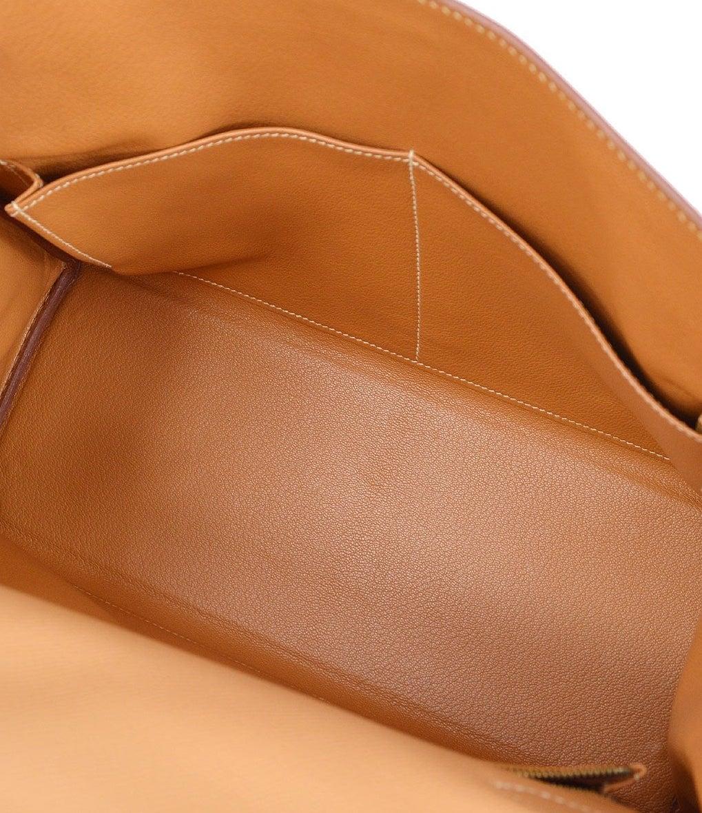 HERMES Kelly 32 Retourne Cognac Tan Leather Gold Top Handle Satchel Shoulder Bag In Good Condition In Chicago, IL