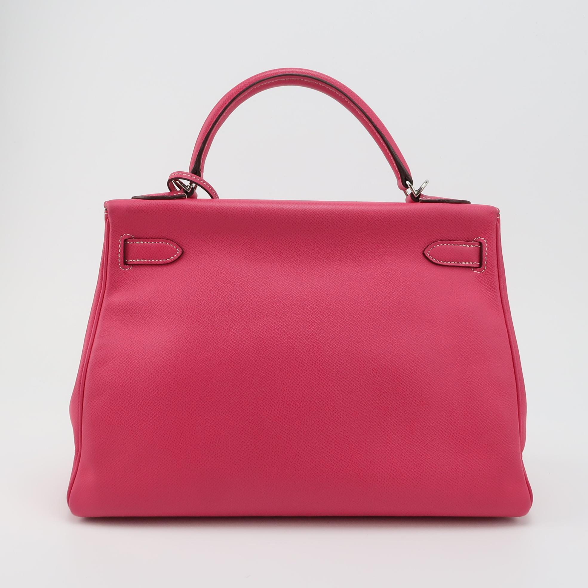 Hermes Kelly 32 Retourne E5 Rose Tyrien Pink Epsom Leather Palladium Hardware 20 1
