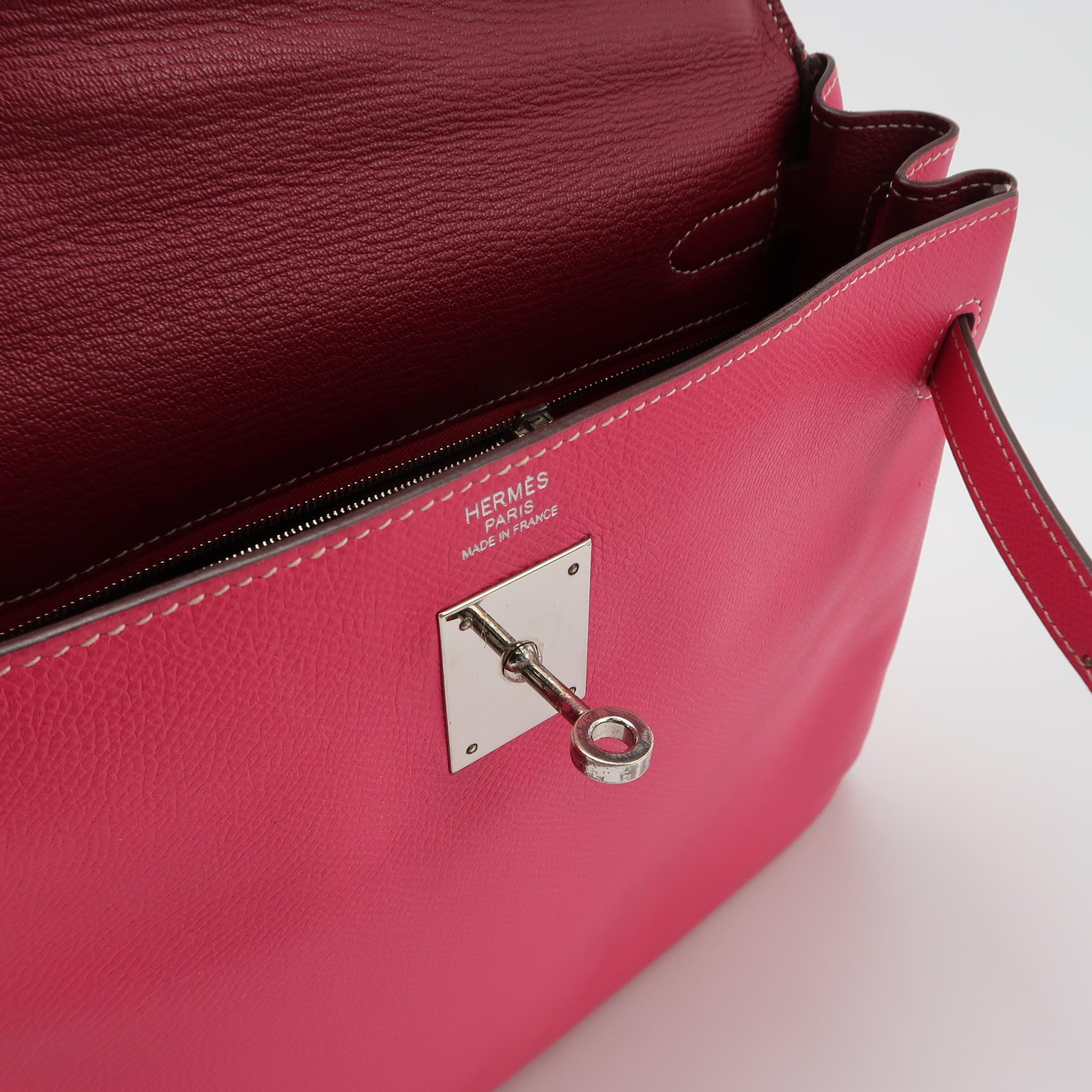 Hermes Kelly 32 Retourne E5 Rose Tyrien Pink Epsom Leather Palladium Hardware 20 5