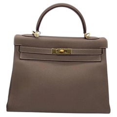 Hermes Kelly 32 Retourne Etoupe Togo Leather GHW Gold Hardware Stamp D 2019