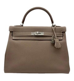 Hermès Kelly 32 Retourne Étoupe Togo Leather Palladium Hardware –